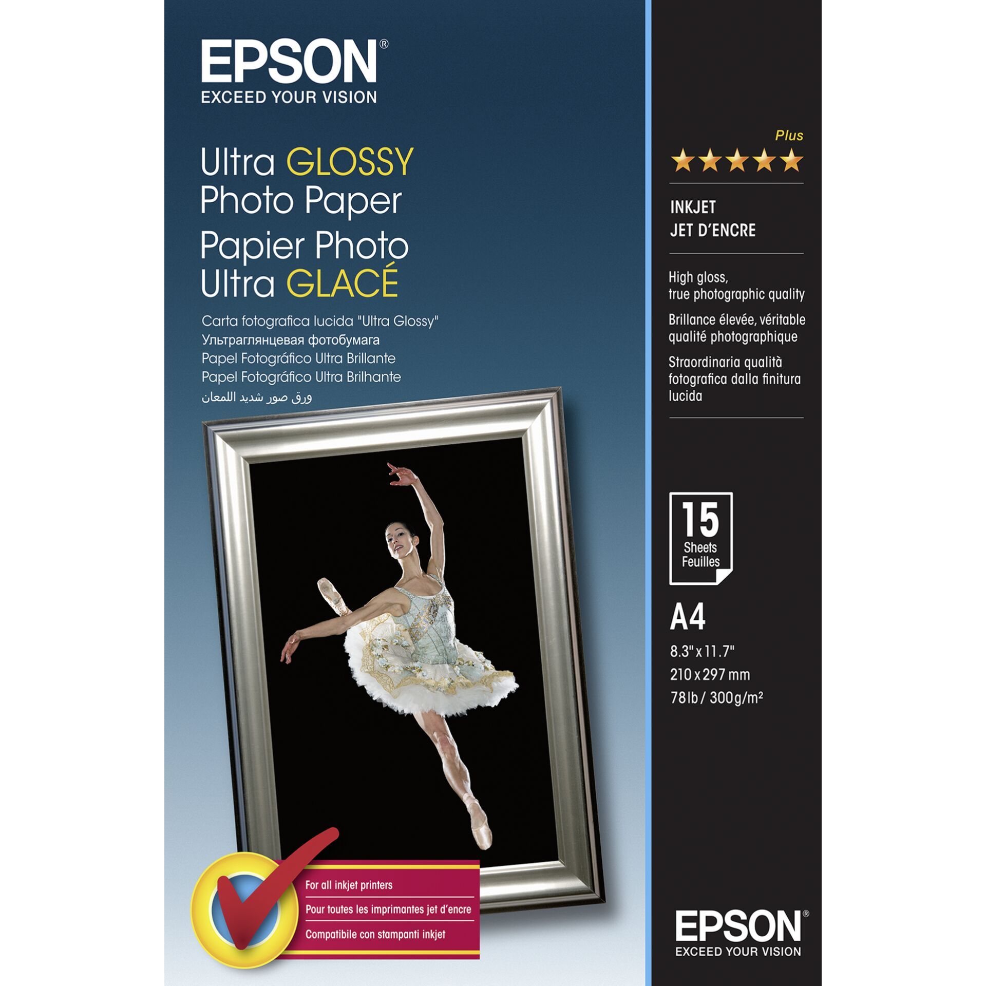 Epson Ultra Glossy carta foto A 4, 15 fogli, 300 g    S 0419