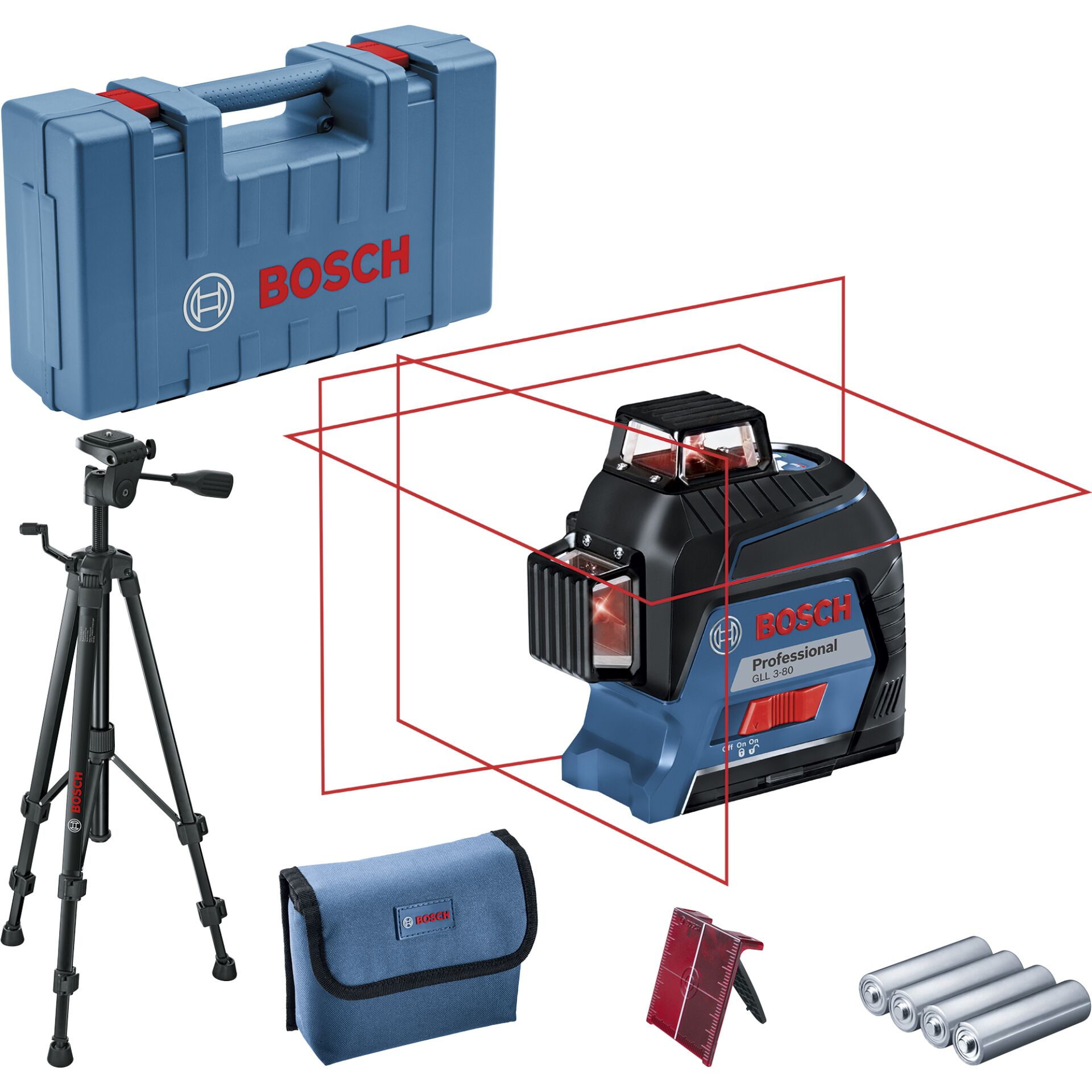Bosch GLL 3-80 + Alkaline + BT 150 + Case