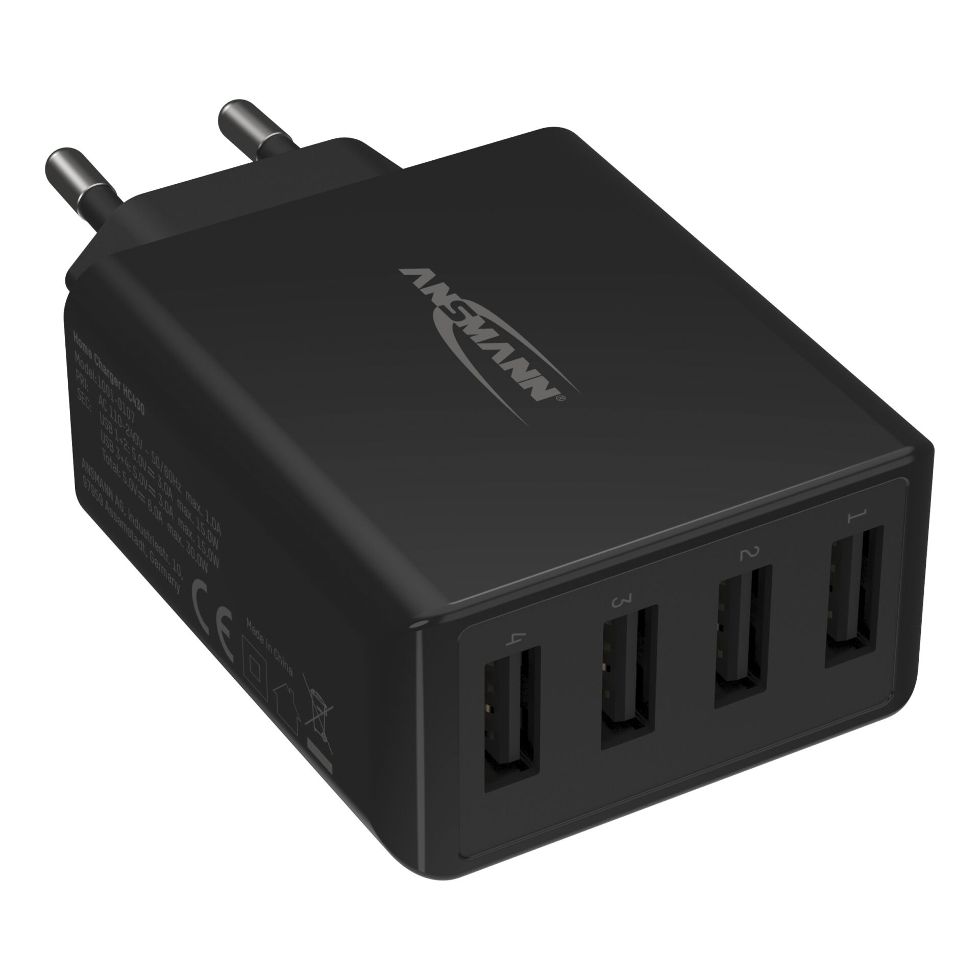 Ansmann Home caricabatt. HC430 4xUSB 3000mA nero