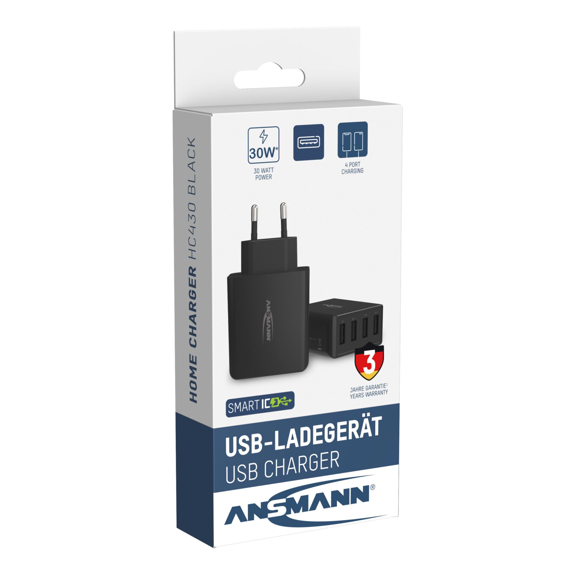 Ansmann Home caricabatt. HC430 4xUSB 3000mA nero