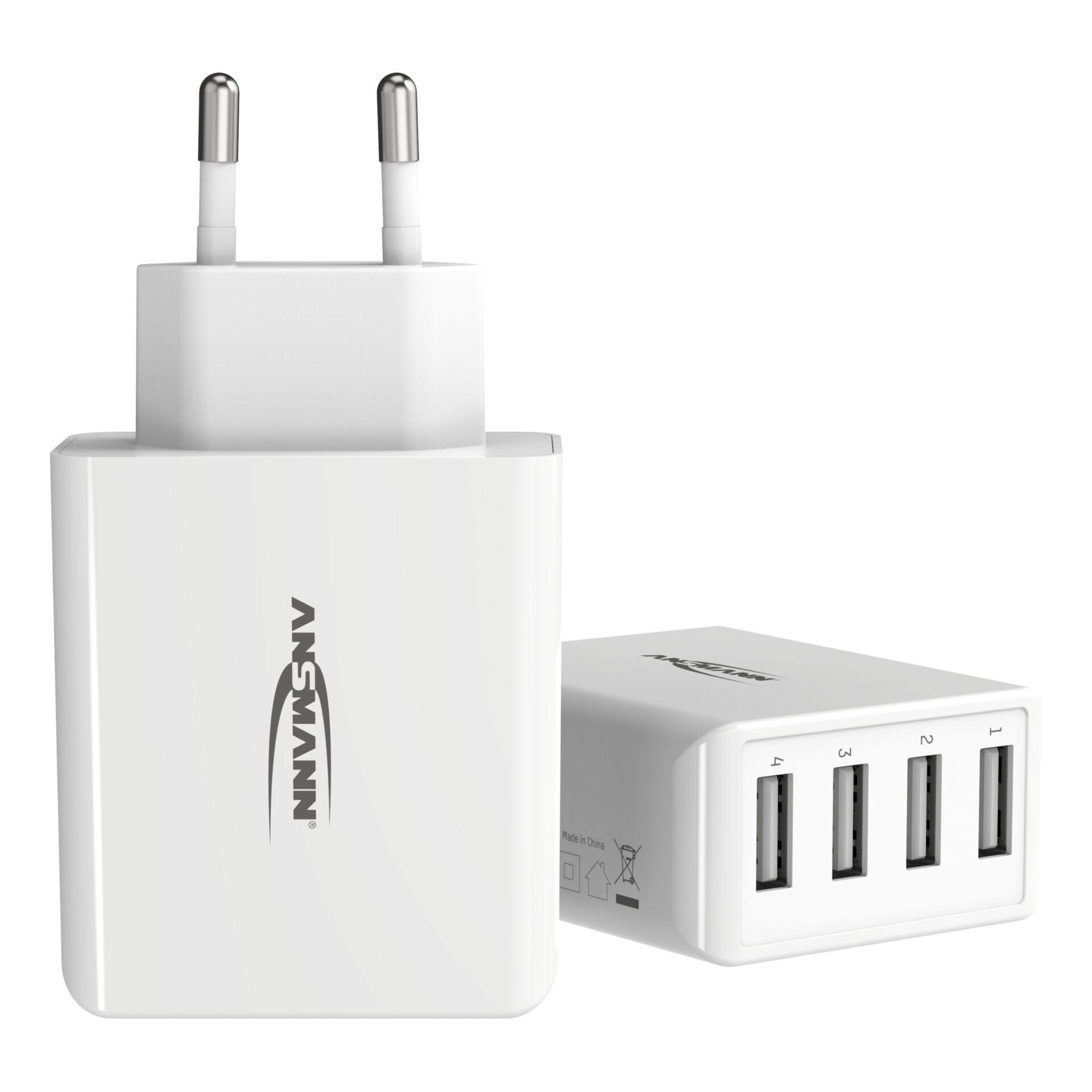 Ansmann Home caricabatt. HC430 4xUSB 3000mA bian.