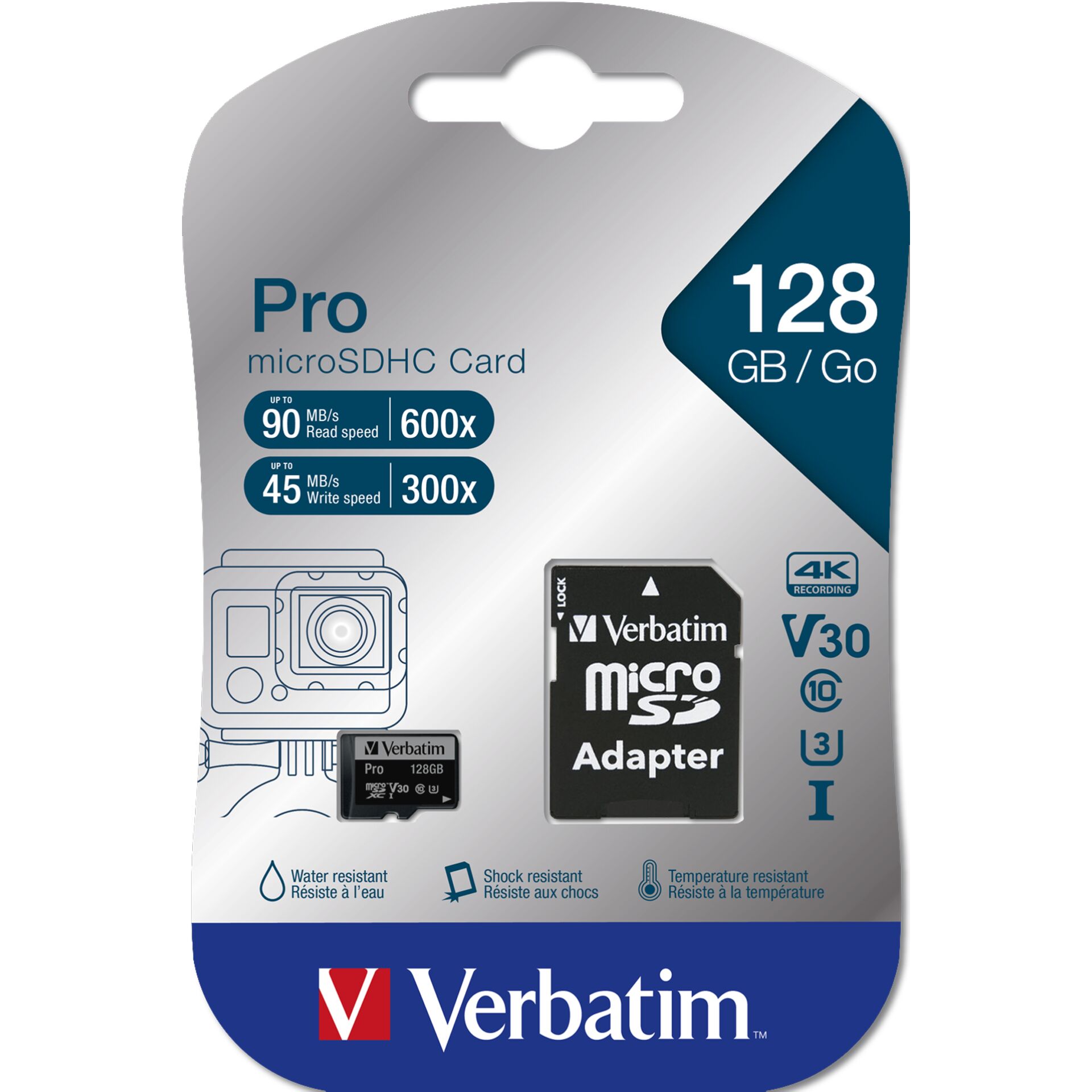 Verbatim microSDXC Pro     128GB Class 10 UHS-I incl adatt.