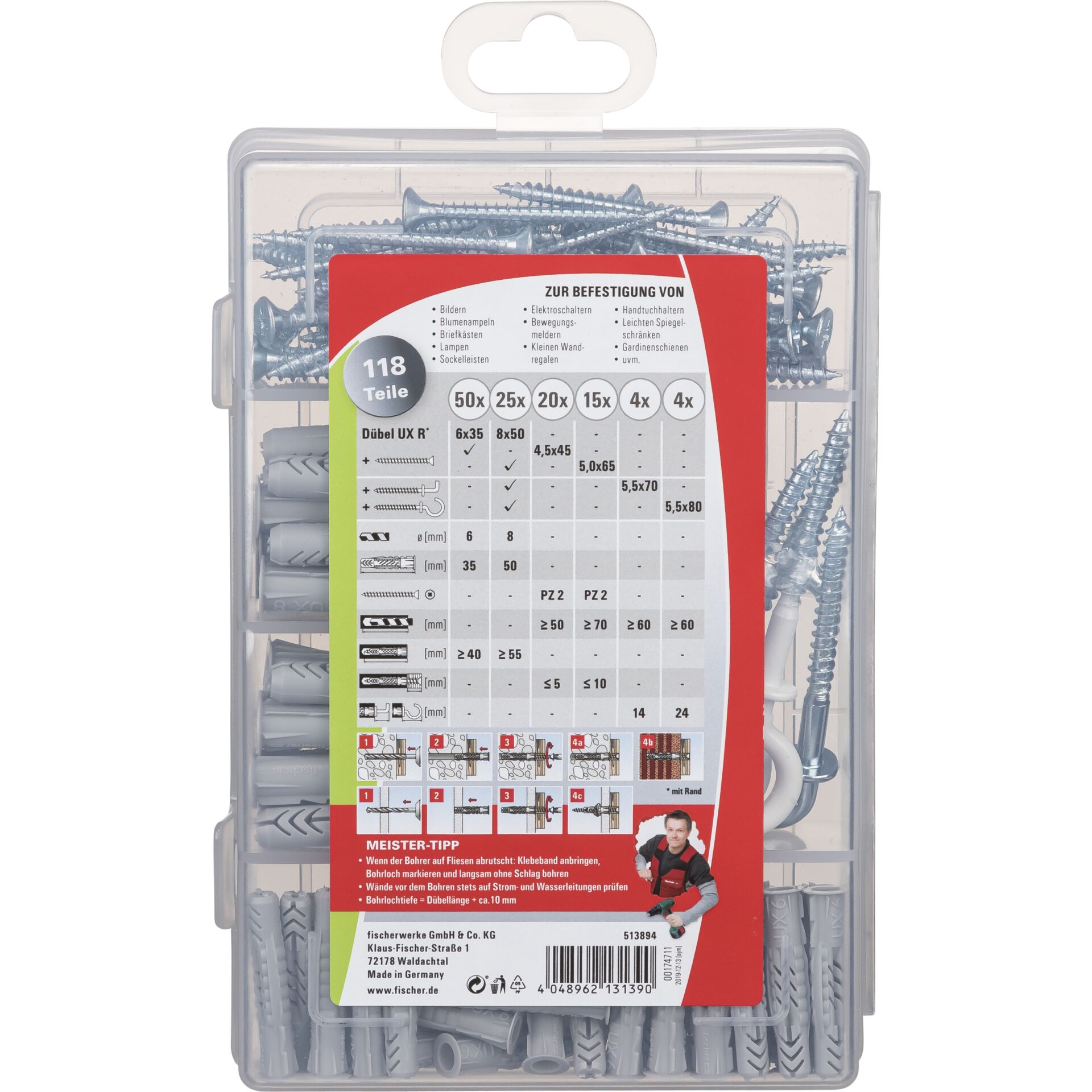 Fischer MeisterBox UX + screws + hooks
