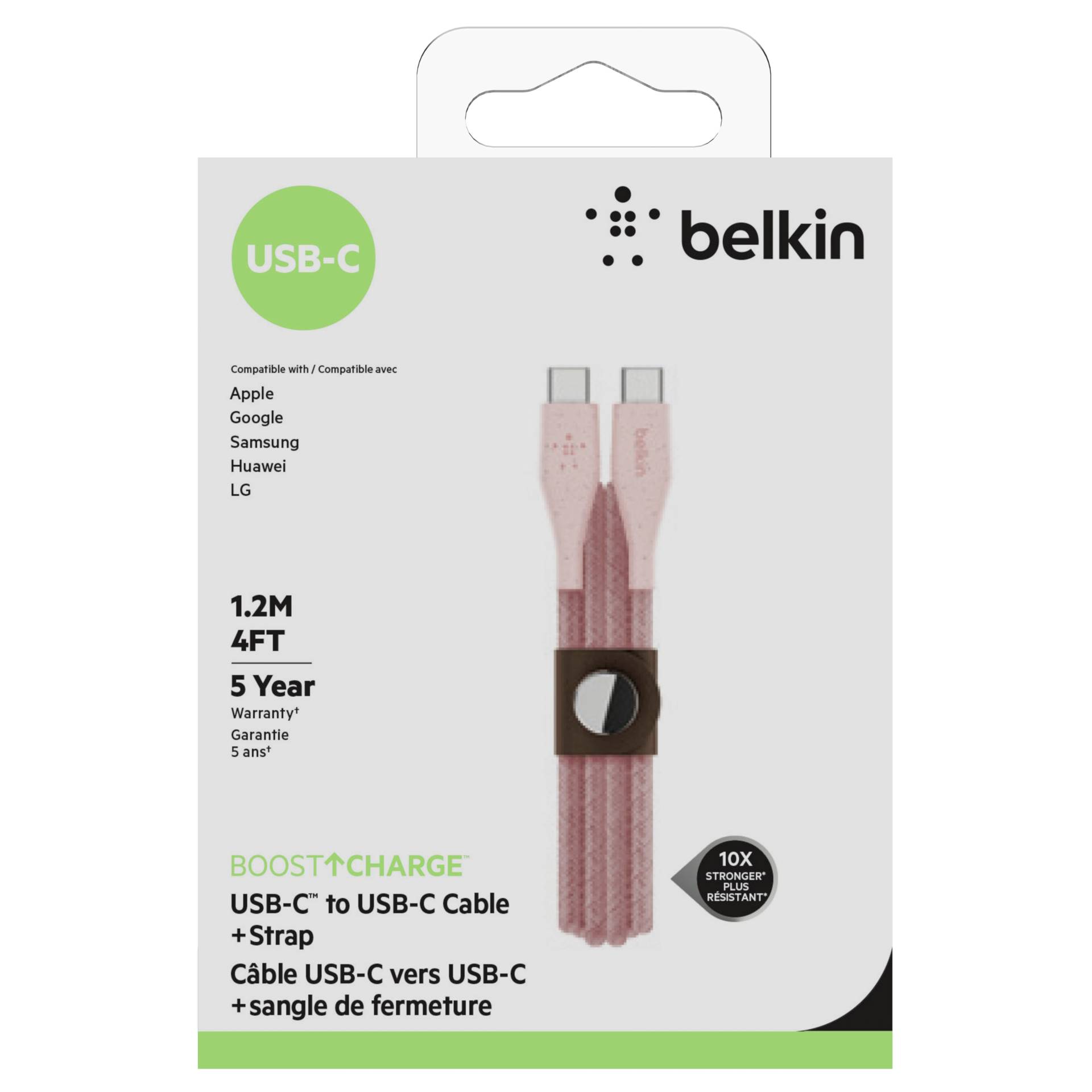 Belkin DuraTek Plus USB-C/USB-C 1,2m, pink        F8J241bt04