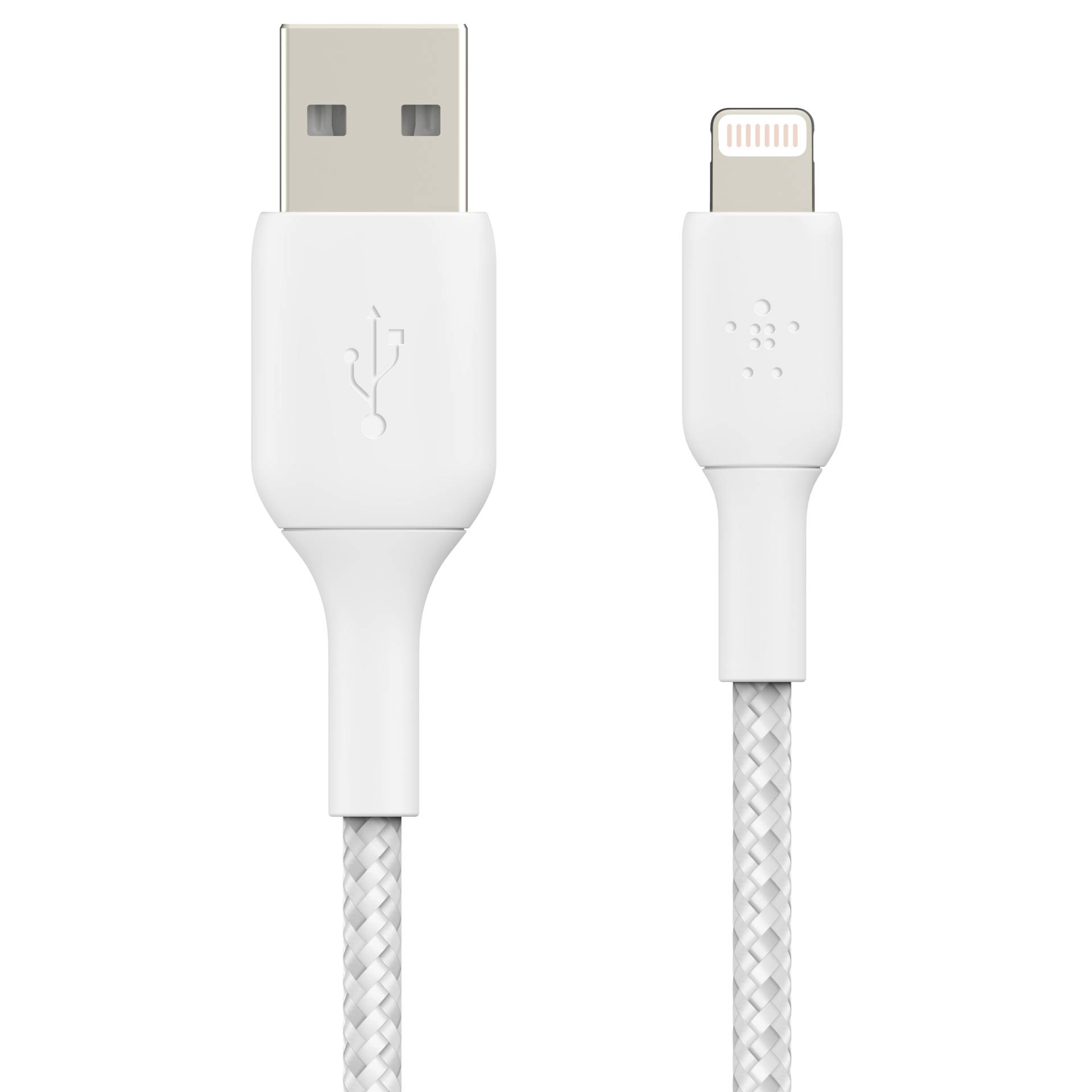 Belkin Lightning to USB-A Cable 15cm, Braided, mfi cert, whi
