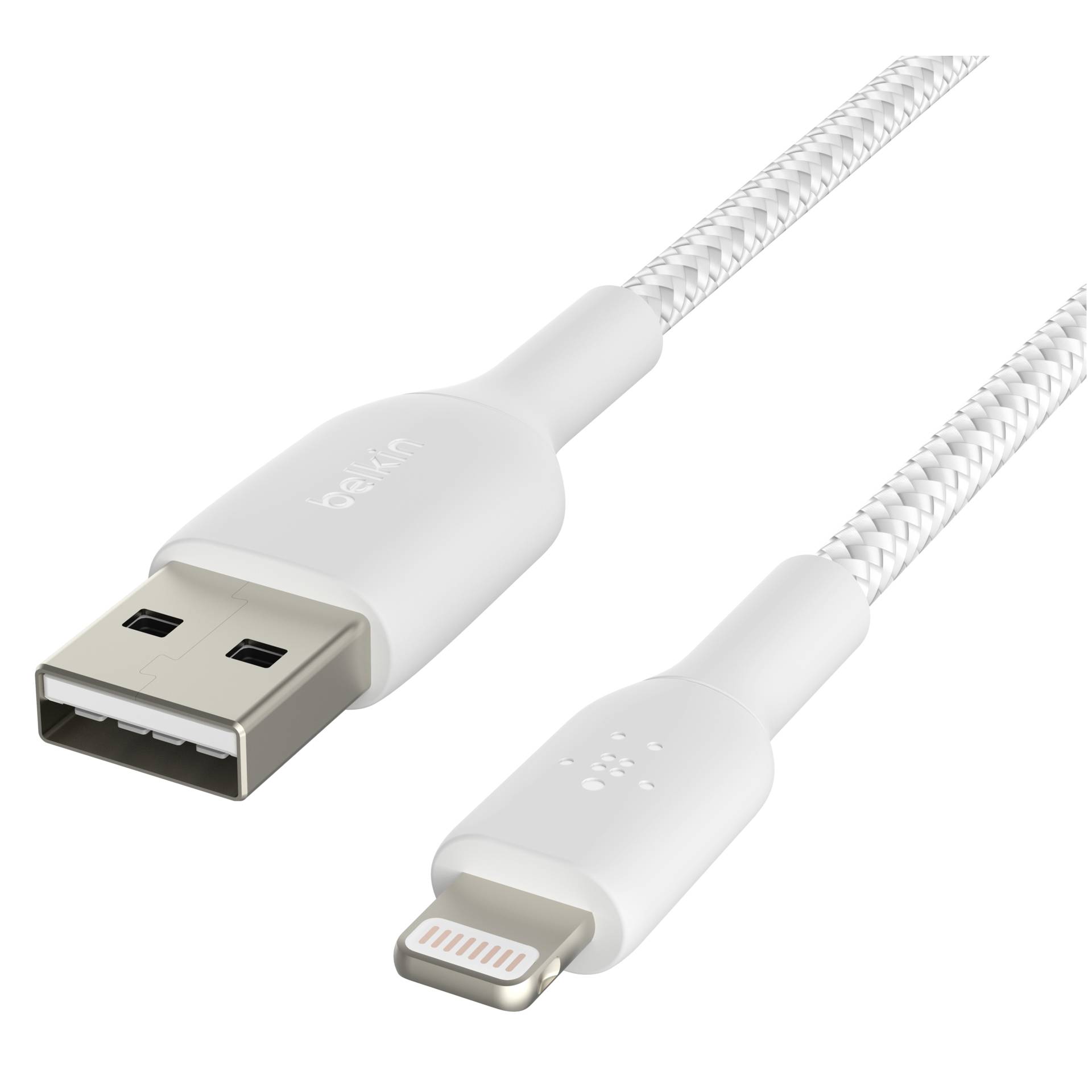 Belkin Lightning to USB-A Cable 2m, braided, mfi cert, white