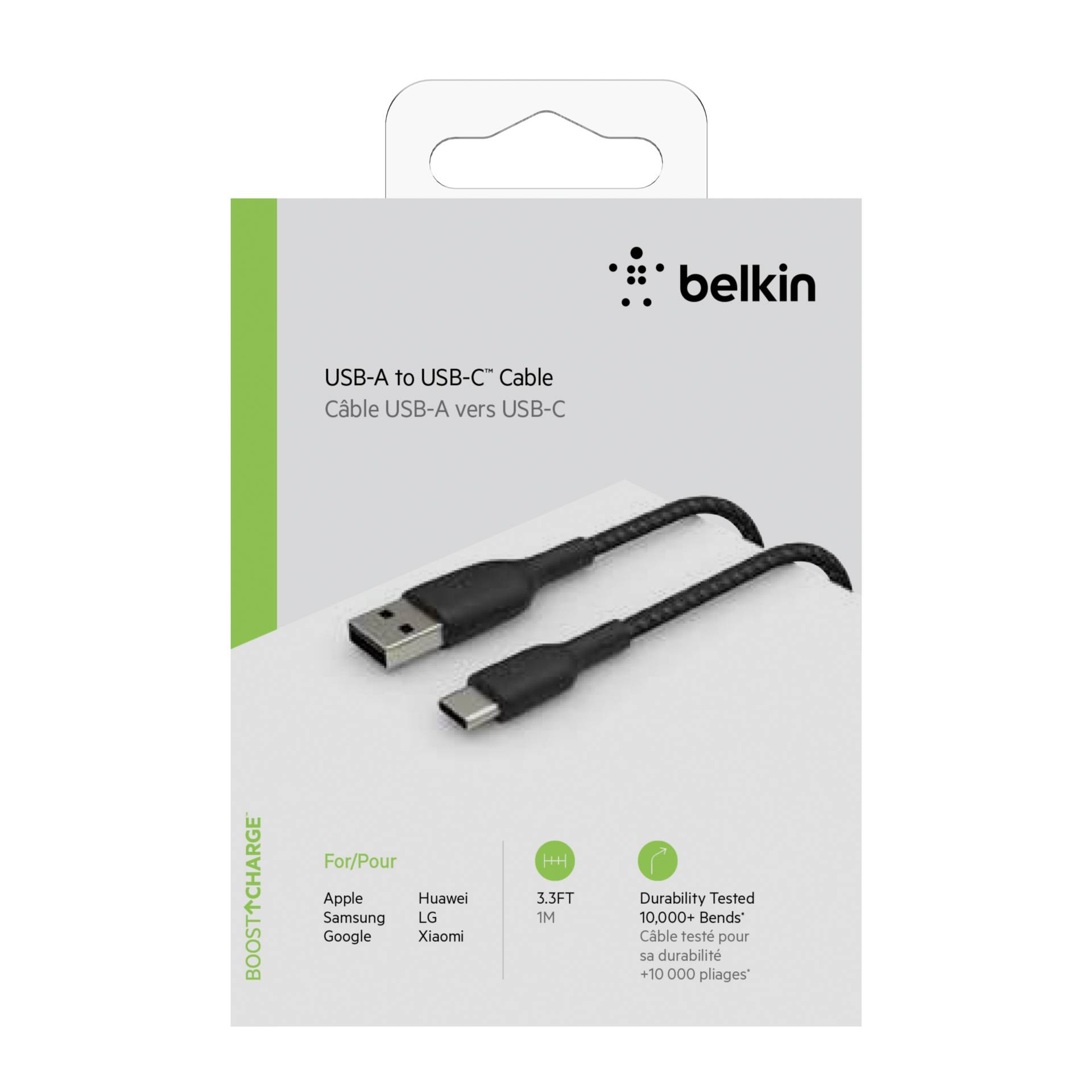 Belkin USB-C/USB-A cavo 1m rivestito nero CAB002bt1MBK