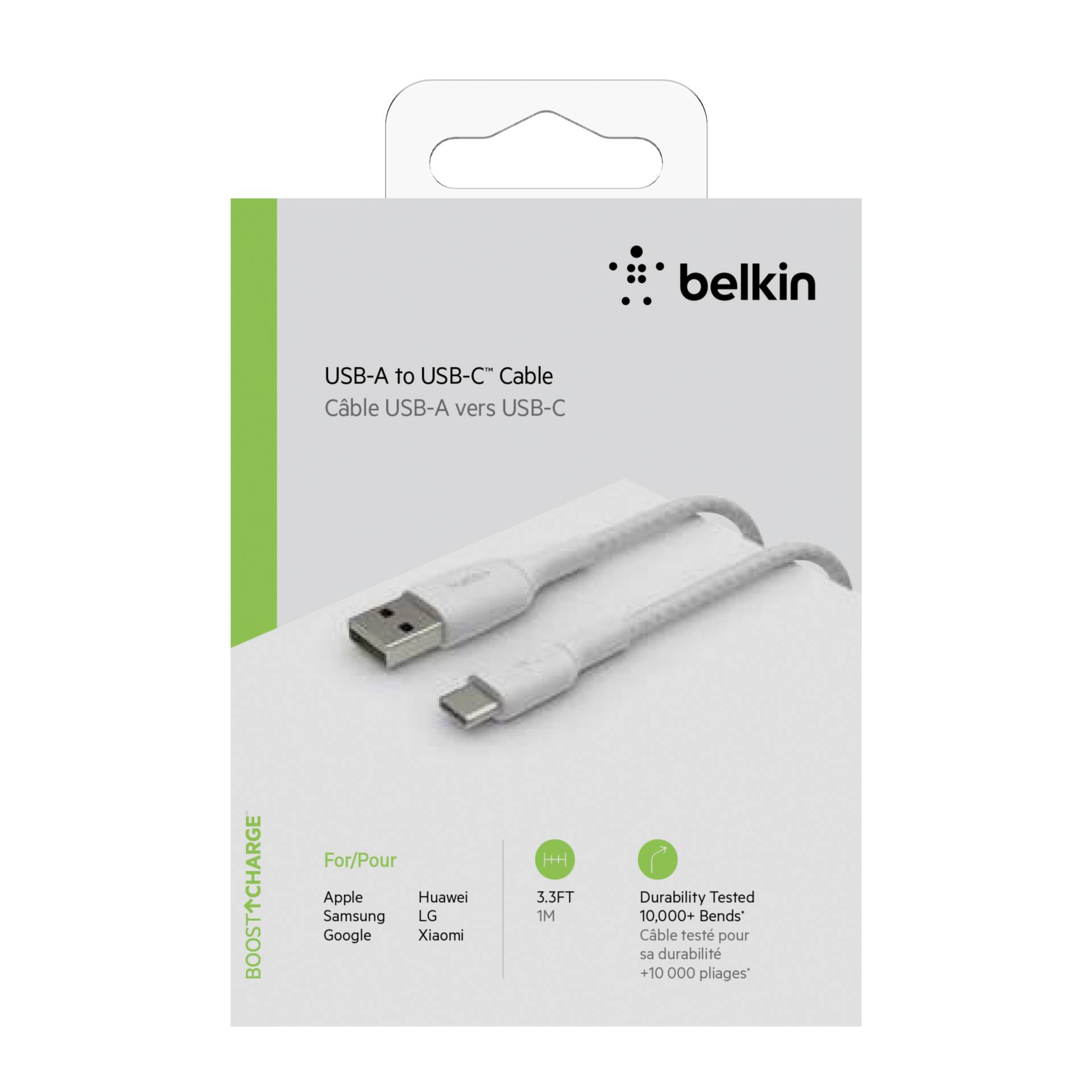Belkin USB-C/USB-A cavo 1m rivestito bian. CAB002bt1MWH