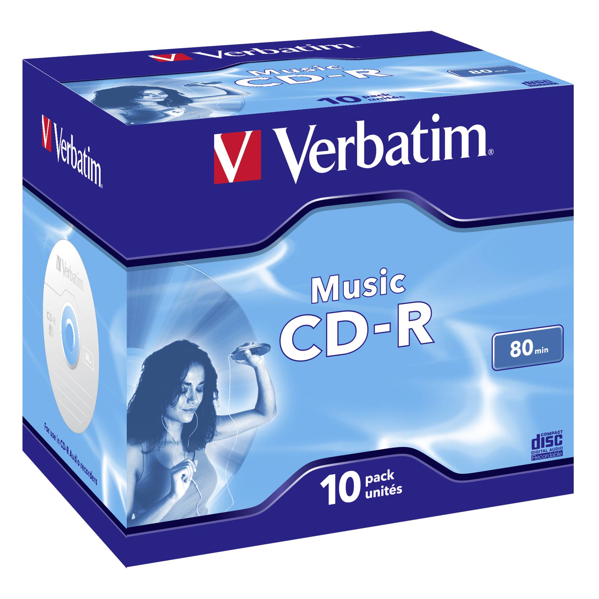 1x10 Verbatim CD-R 80 / 700MB Audio Color  Live it  Jewel Ca