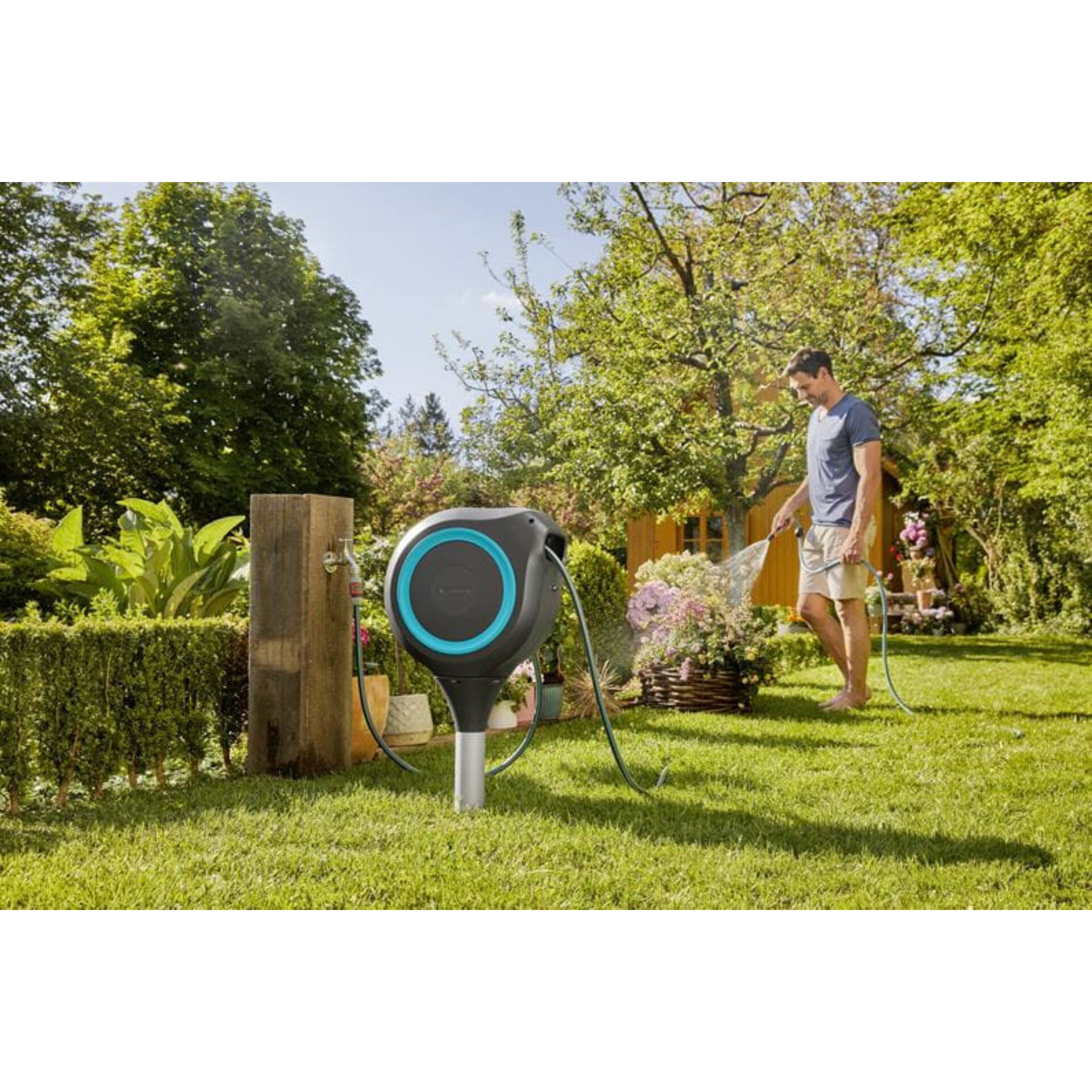 Gardena avvolgitubo da giardino RollUp M (turchese) 20 m