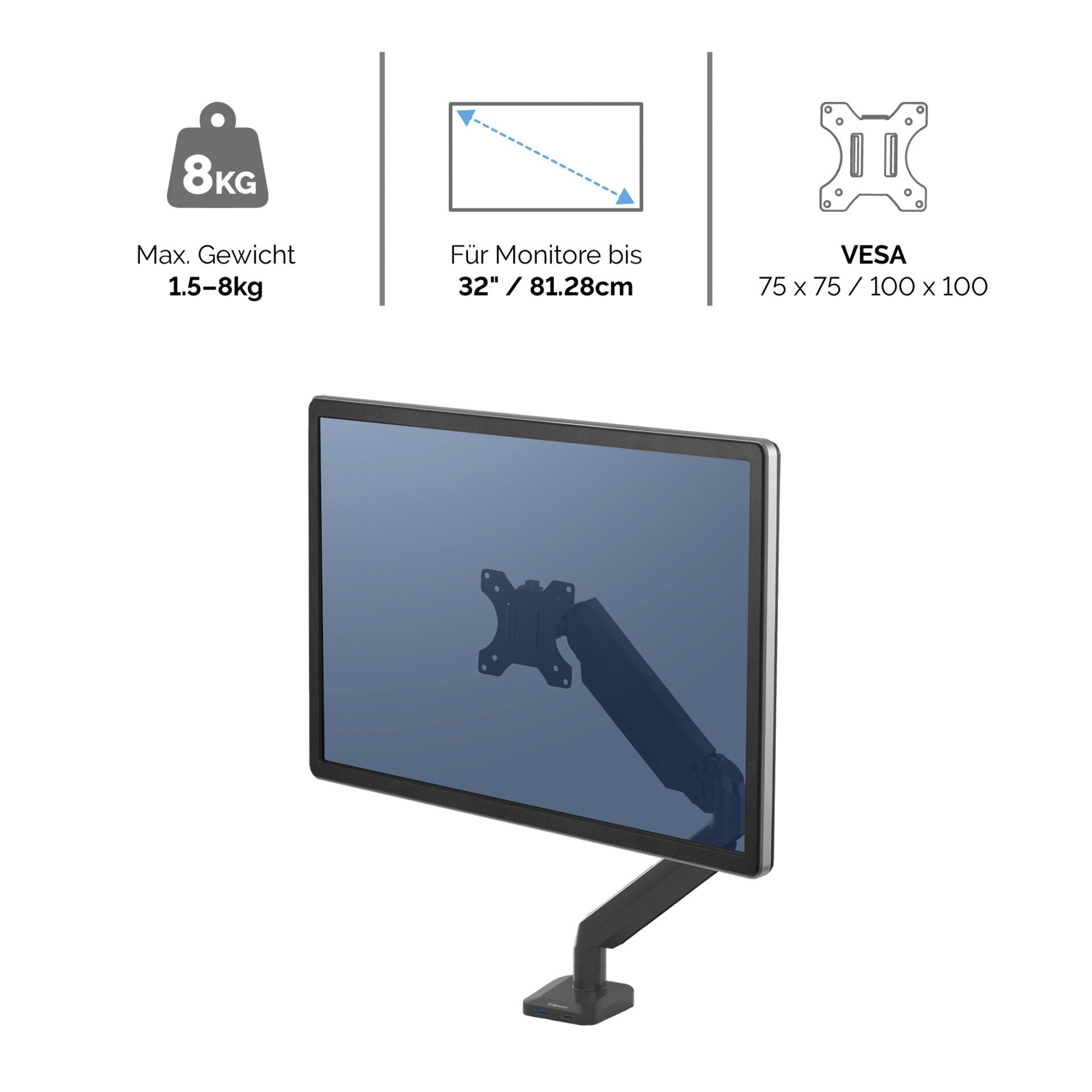 Fellowes Platinum Series Single Monitorarm weiß
