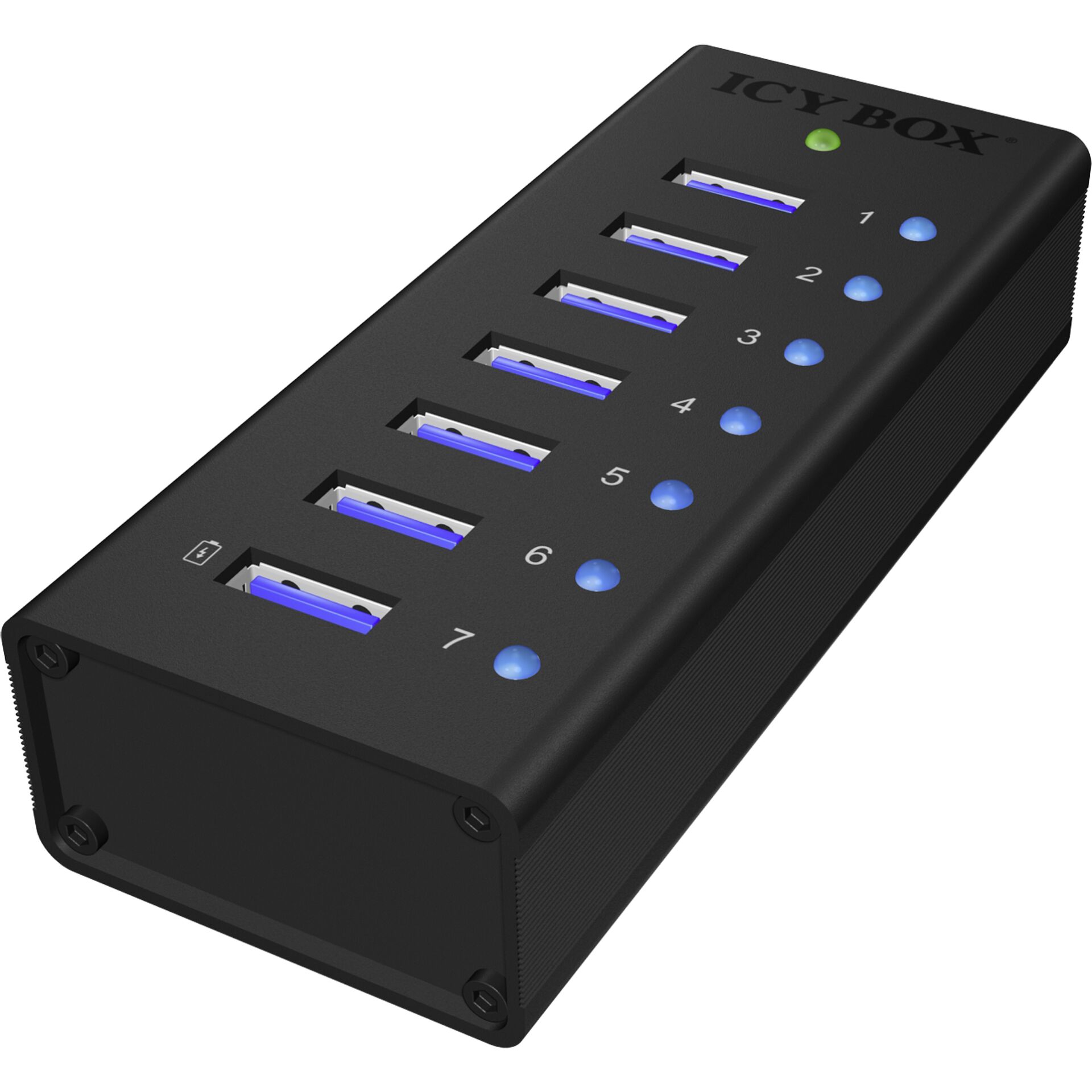 RaidSonic ICY BOX IB-AC618 7-Port USB 3.0 Hub aluminio