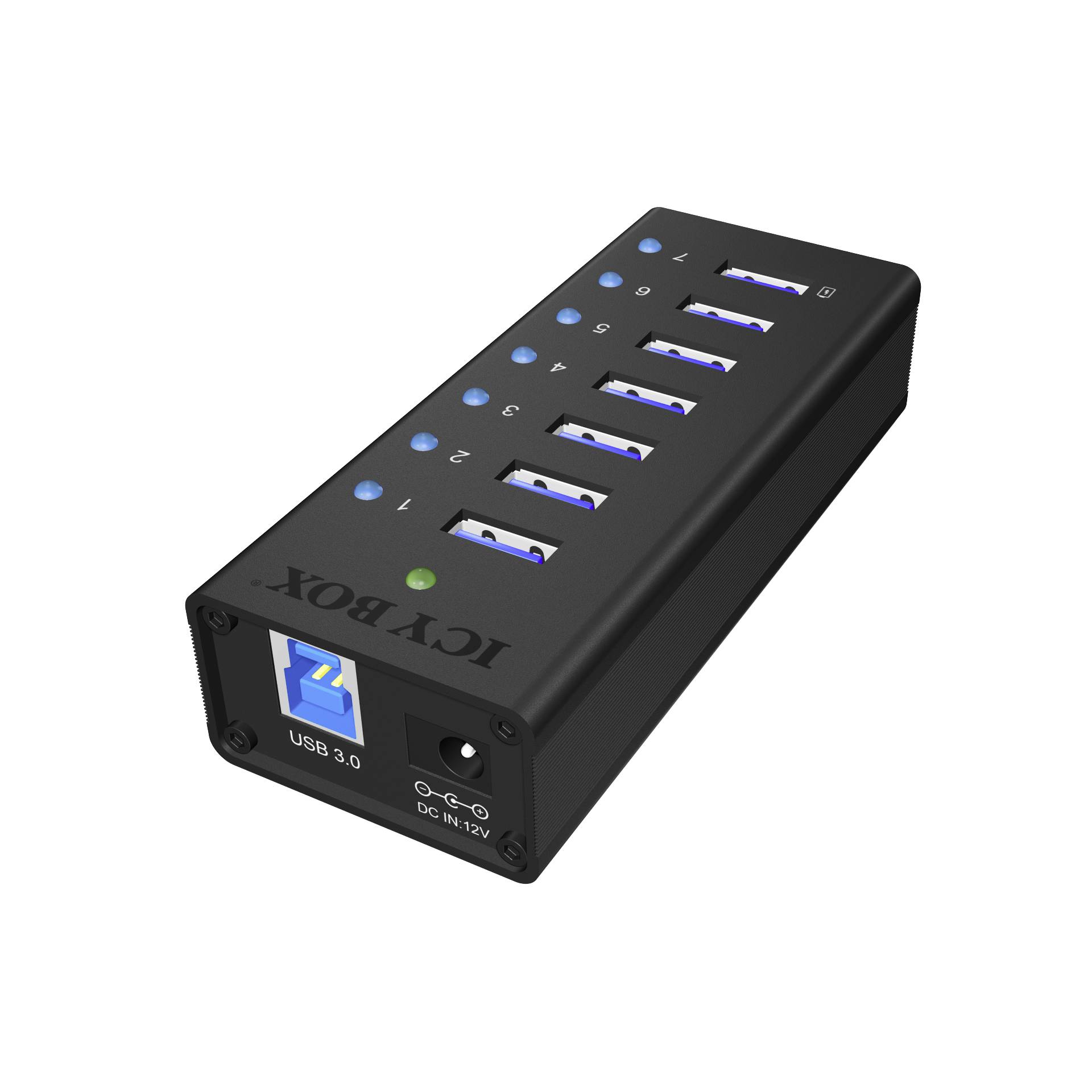 RaidSonic ICY BOX IB-AC618 7-Port USB 3.0 Hub aluminio