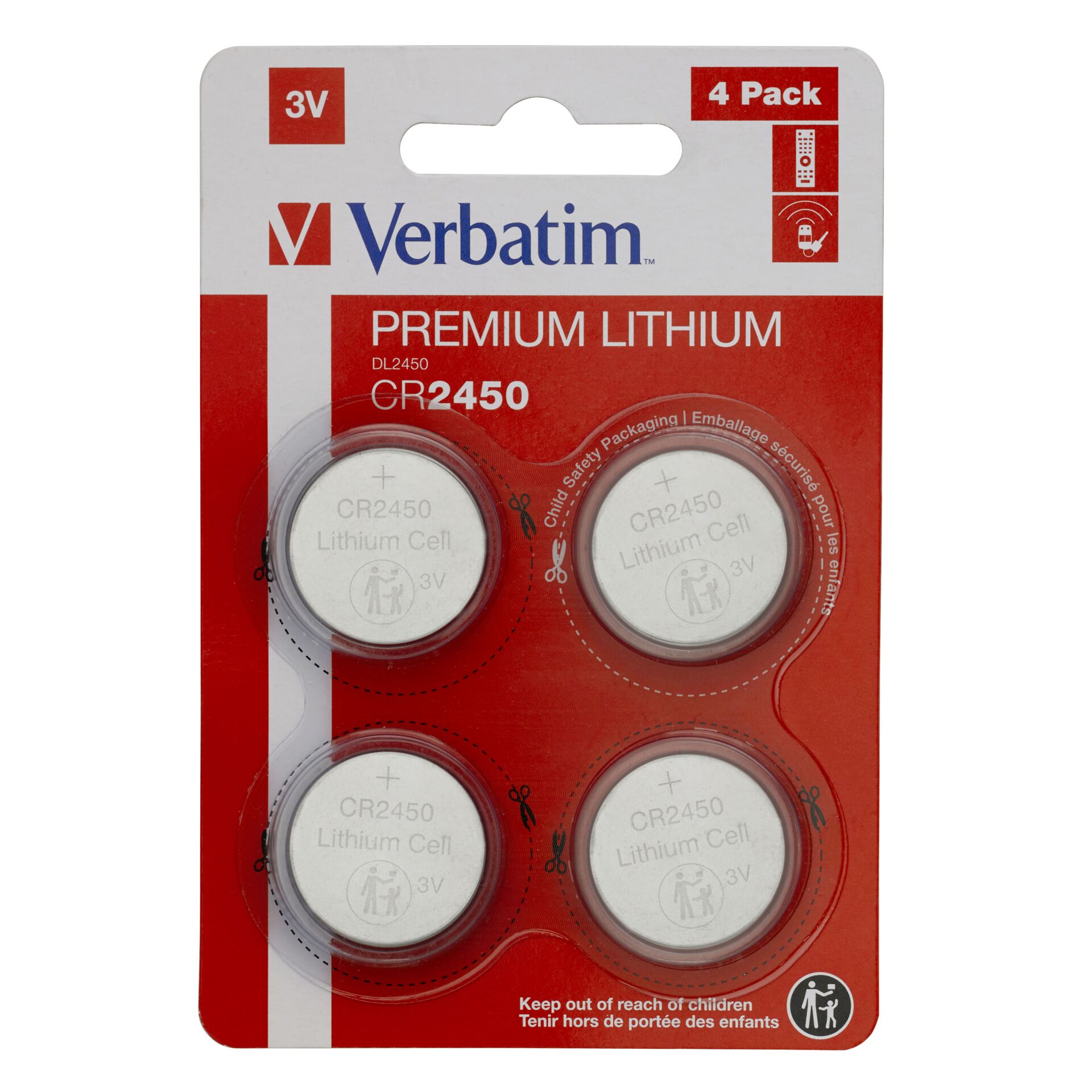 1x4 Verbatim CR 2450 Lithium Batterie           49535