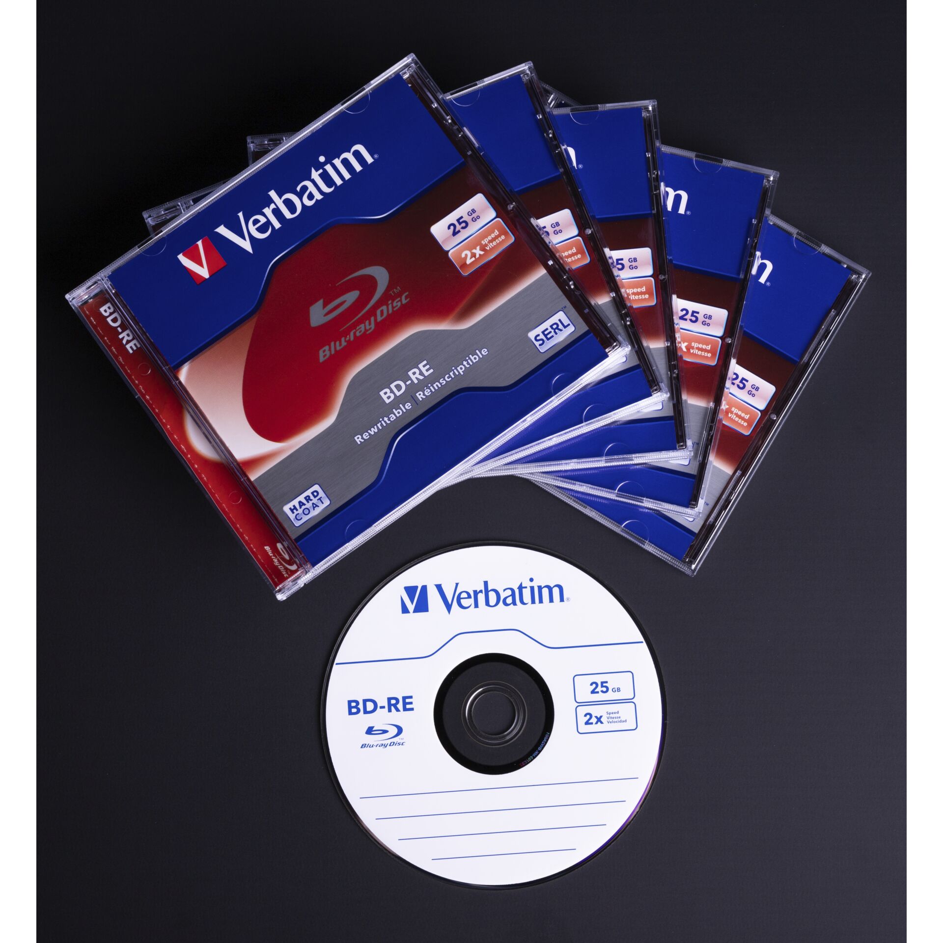 1x5 Verbatim BD-RE Blu-Ray 25GB 2x Speed, Jewel Case