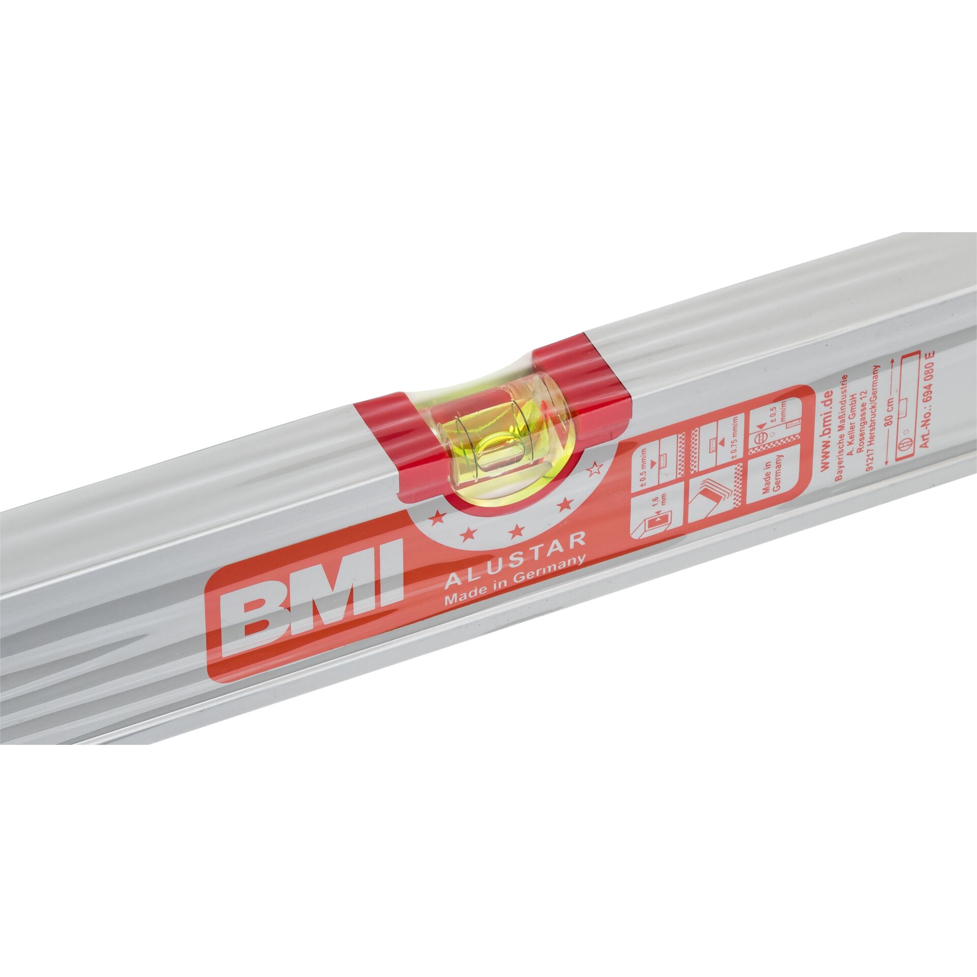BMI Alustar 80cm anodizzato livella a bolla in alluminio