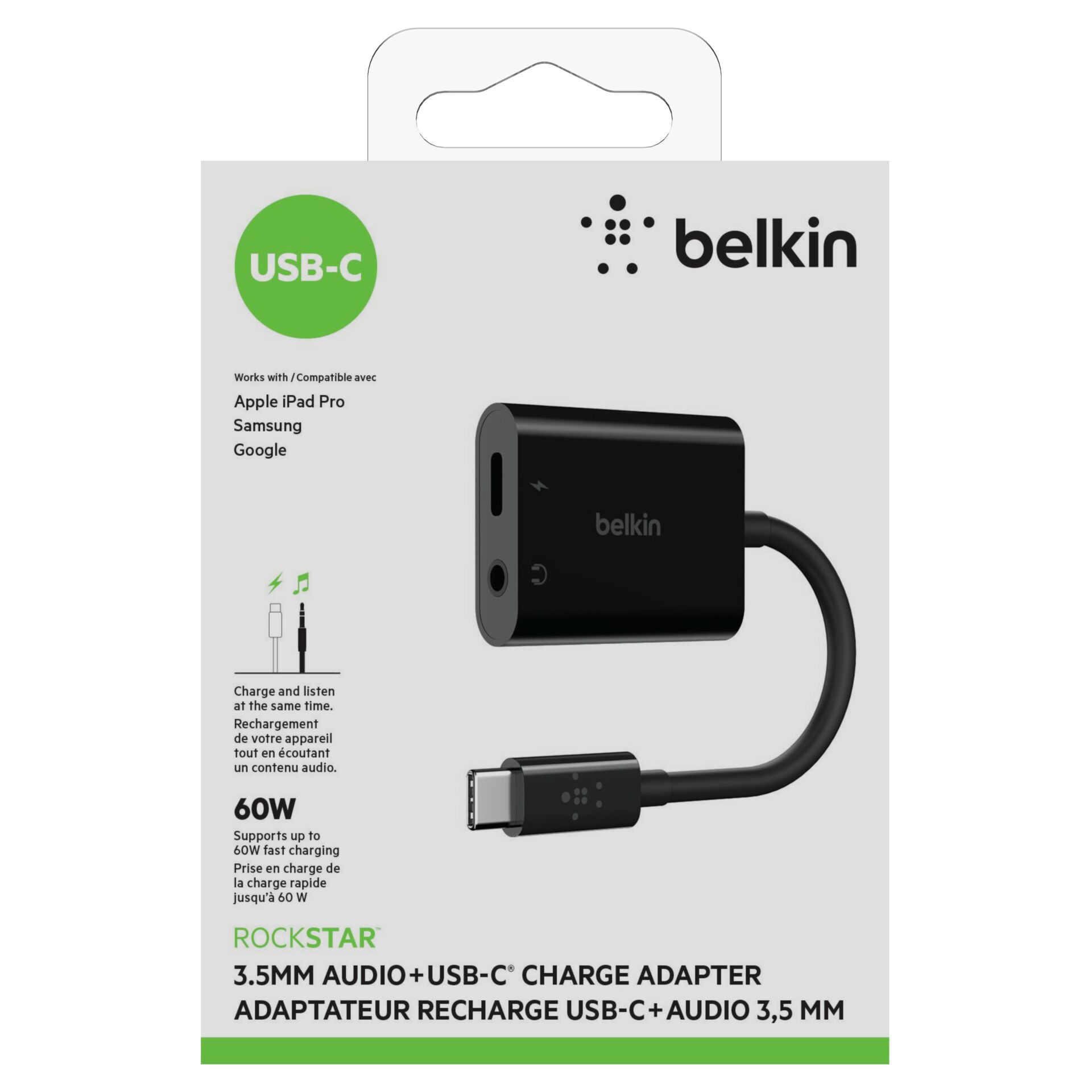Belkin RockStar 3,5mm Audio- und USB-C Ladeadap.schw.  NPA00