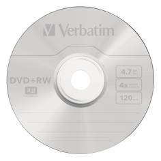 1x5 Verbatim DVD+RW 4,7GB 4x Speed, opaco argen.Jewel Case 2