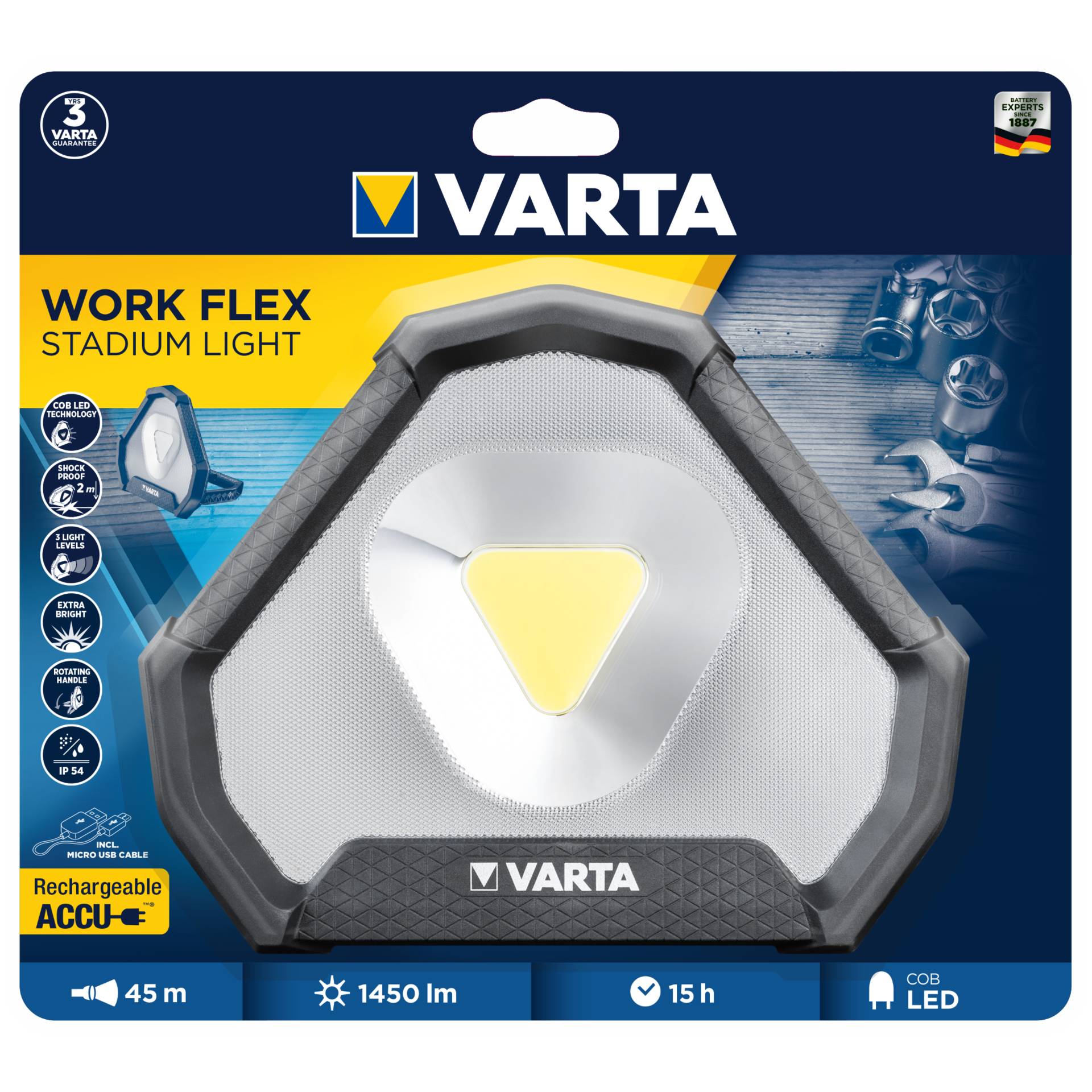 Varta Work Flex Stadium Light with Battery
