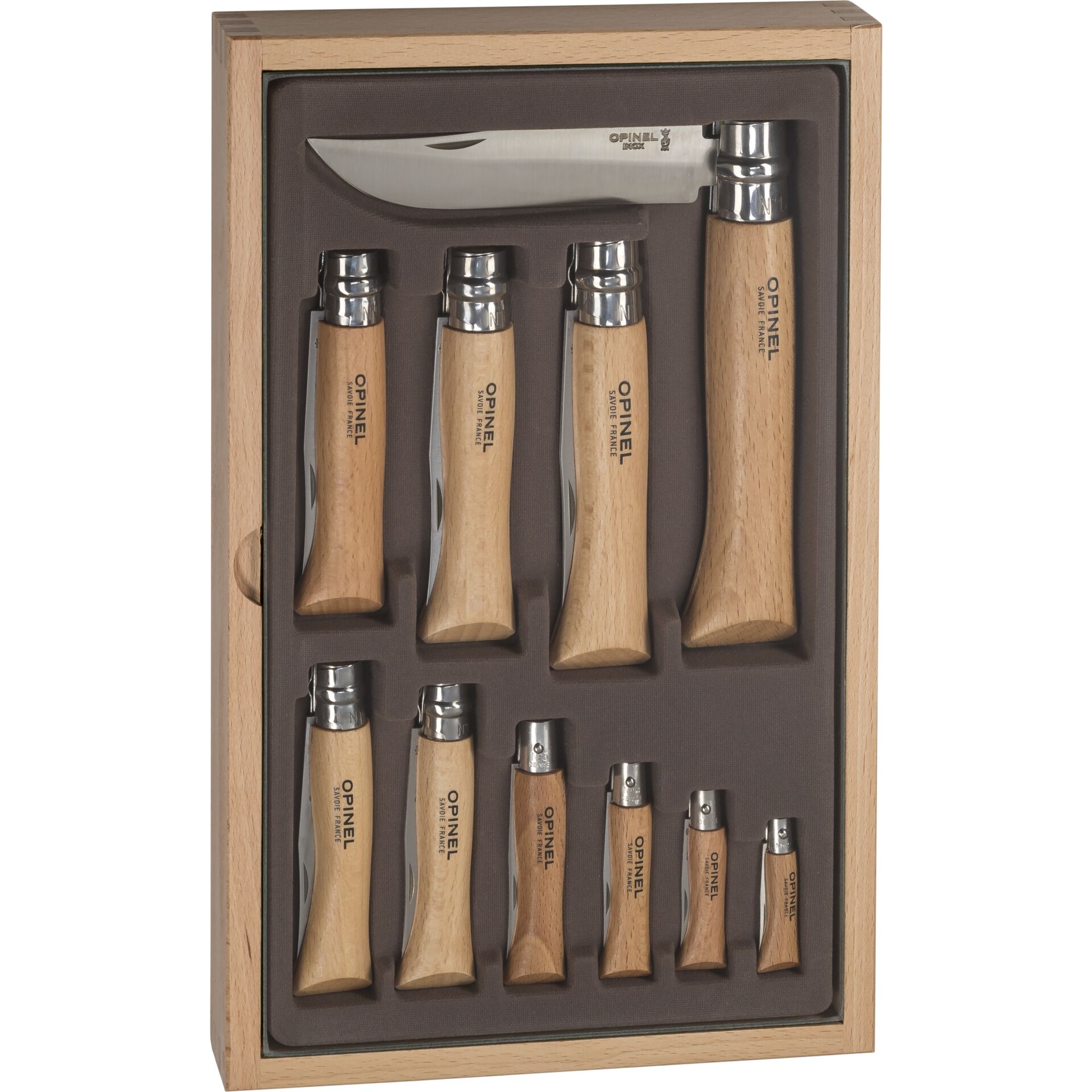 Opinel cassetta in legno 10 coltelli Opinel - Opinel - Autoscatto Store