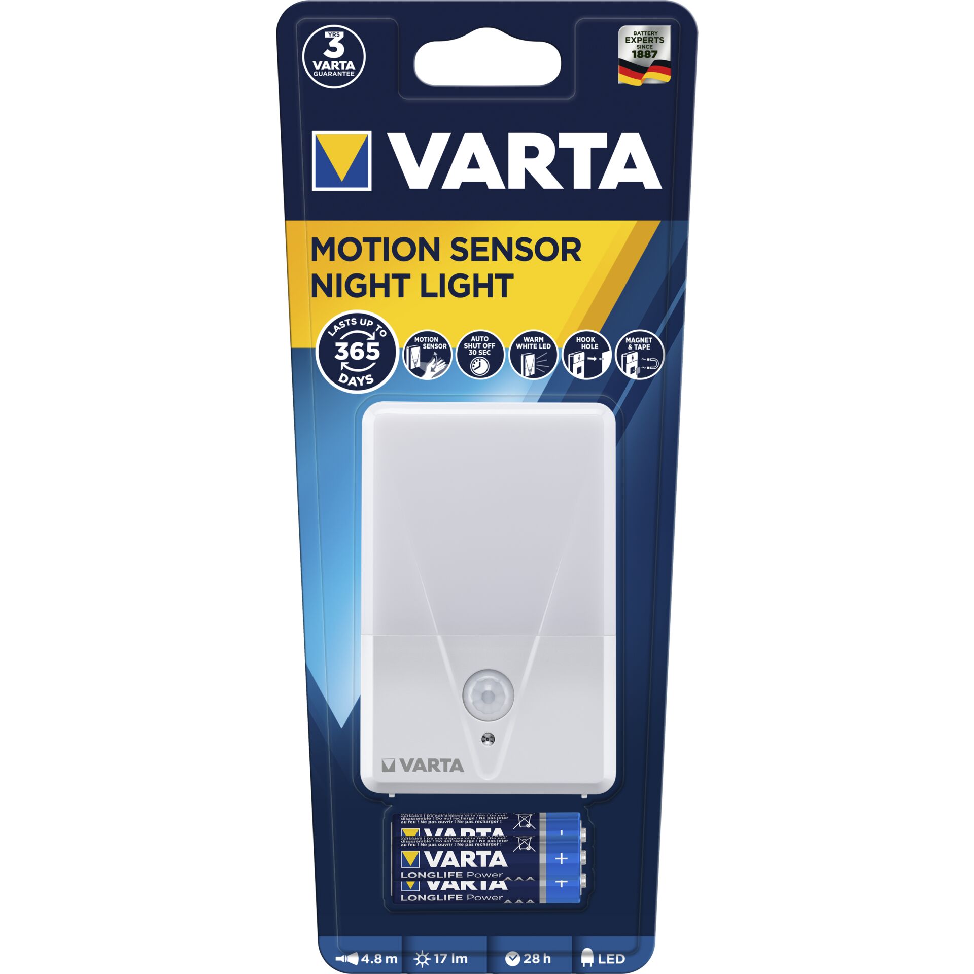 Varta Motion Sensor Night Light with 3AAA Batteries 16624101