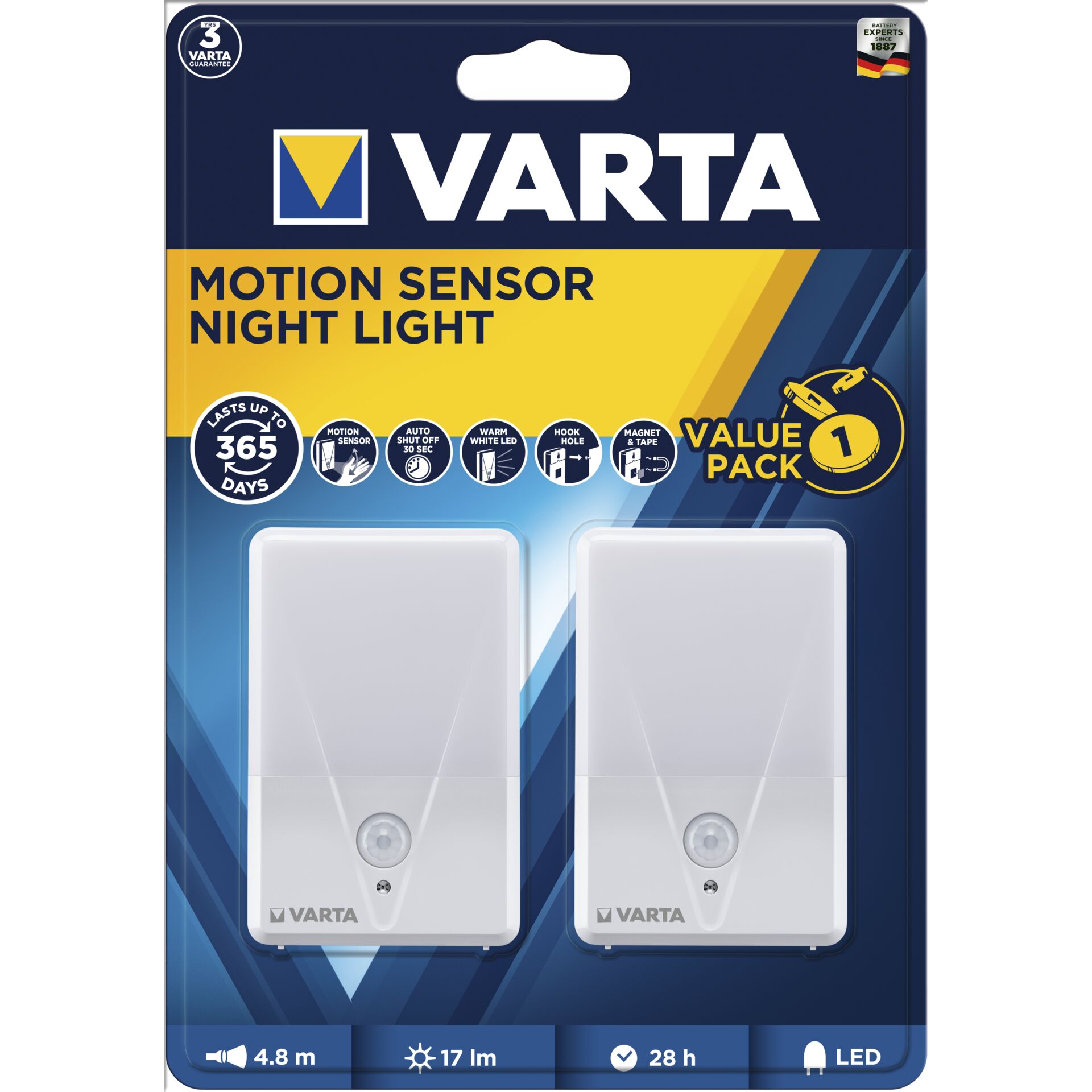 Varta Motion Sensor Night Light Twin Pack w/o. Batt. 1662410