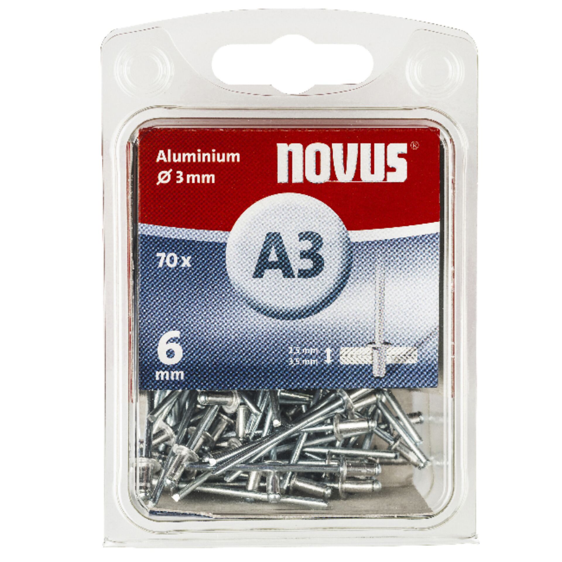 NOVUS Rivets A 3 X 6 ALU 70pc