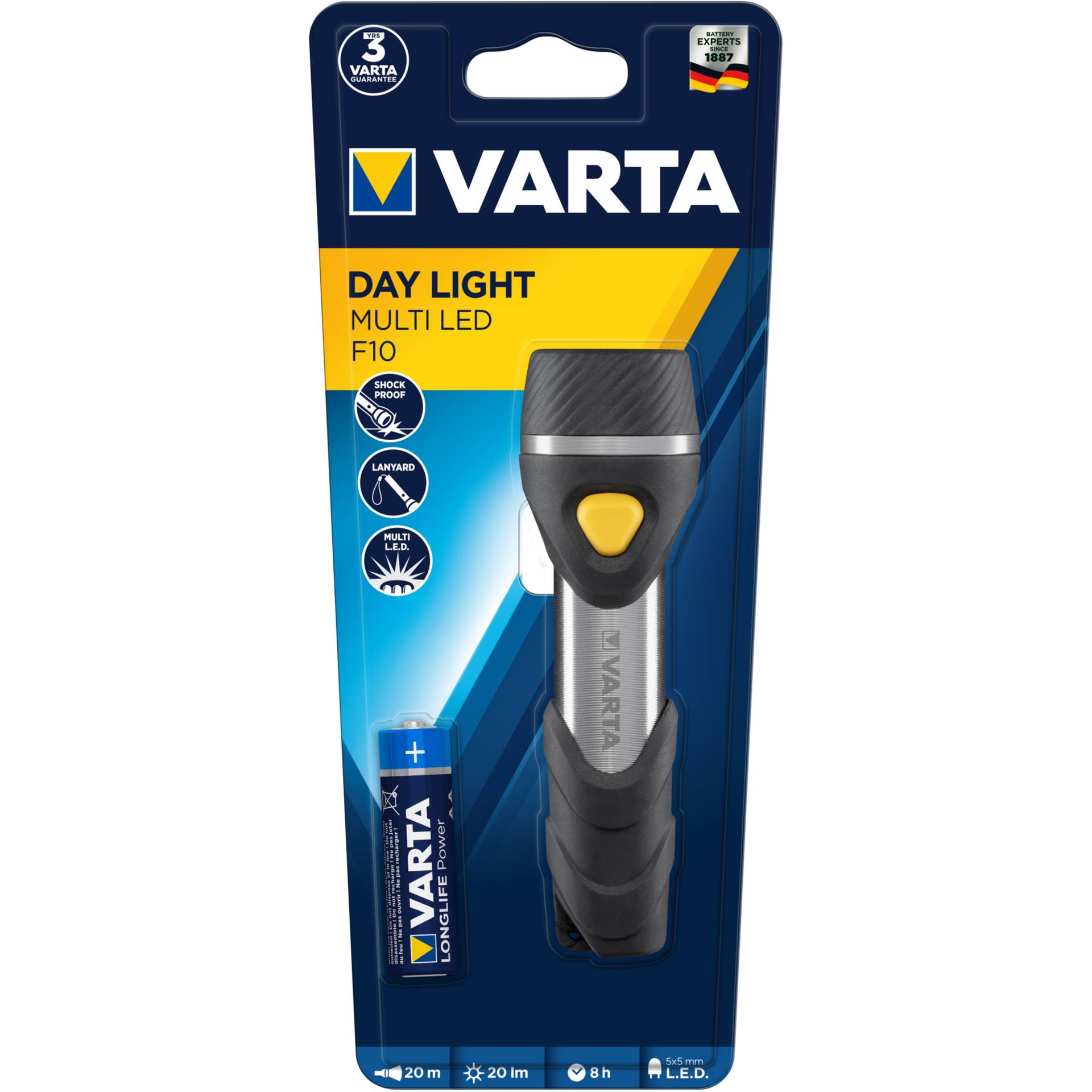 Varta Day Light Multi LED F10 torcia con 5 x 5mm LEDs