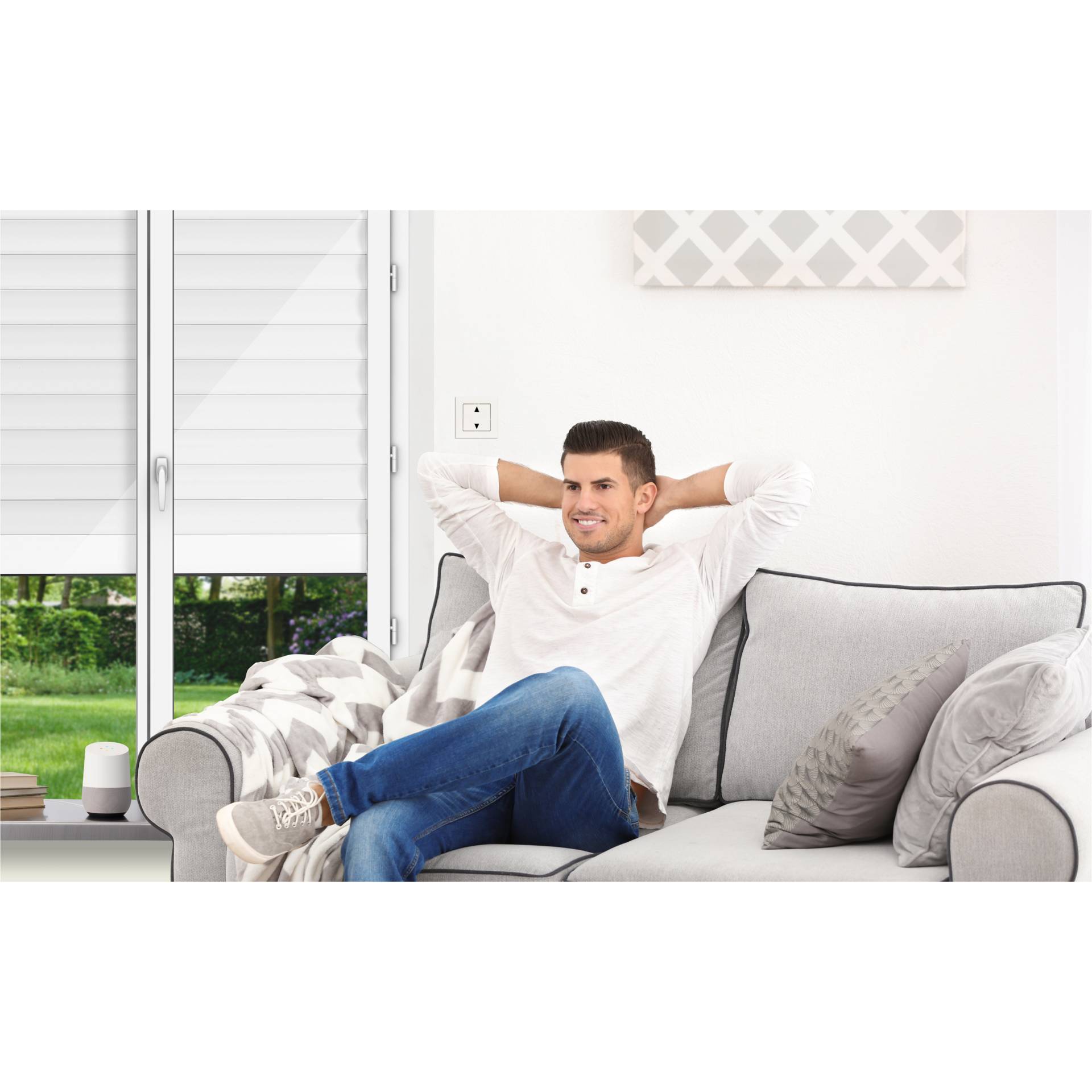 REV Rolladenschalter komplett w. Frame white Link2Home