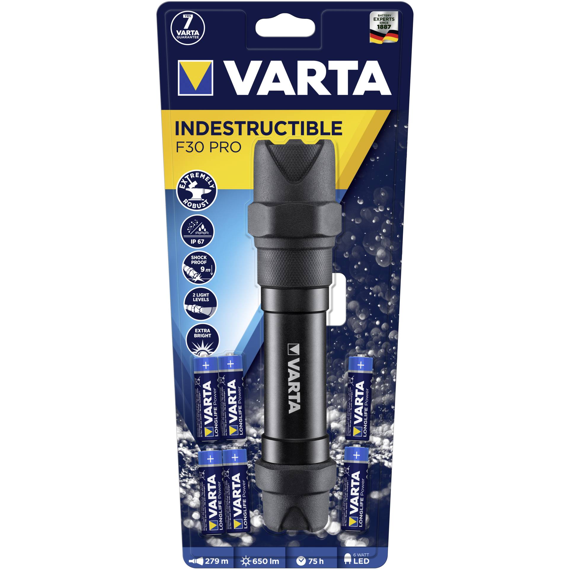 Varta Indestructible F30 Pro 6 Watt LED alluminio 650 lumen