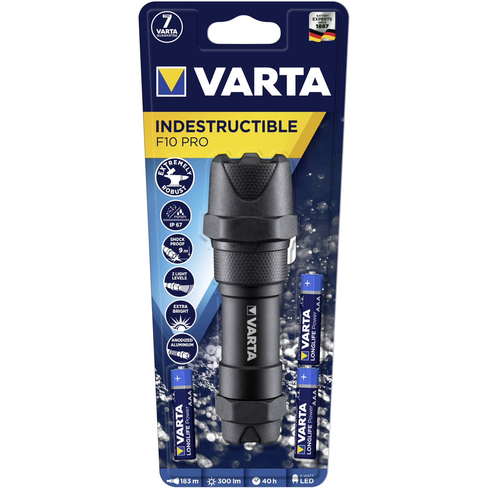 Varta Indestructible F10 Pro 6 Watt LED alluminio 300 lumen