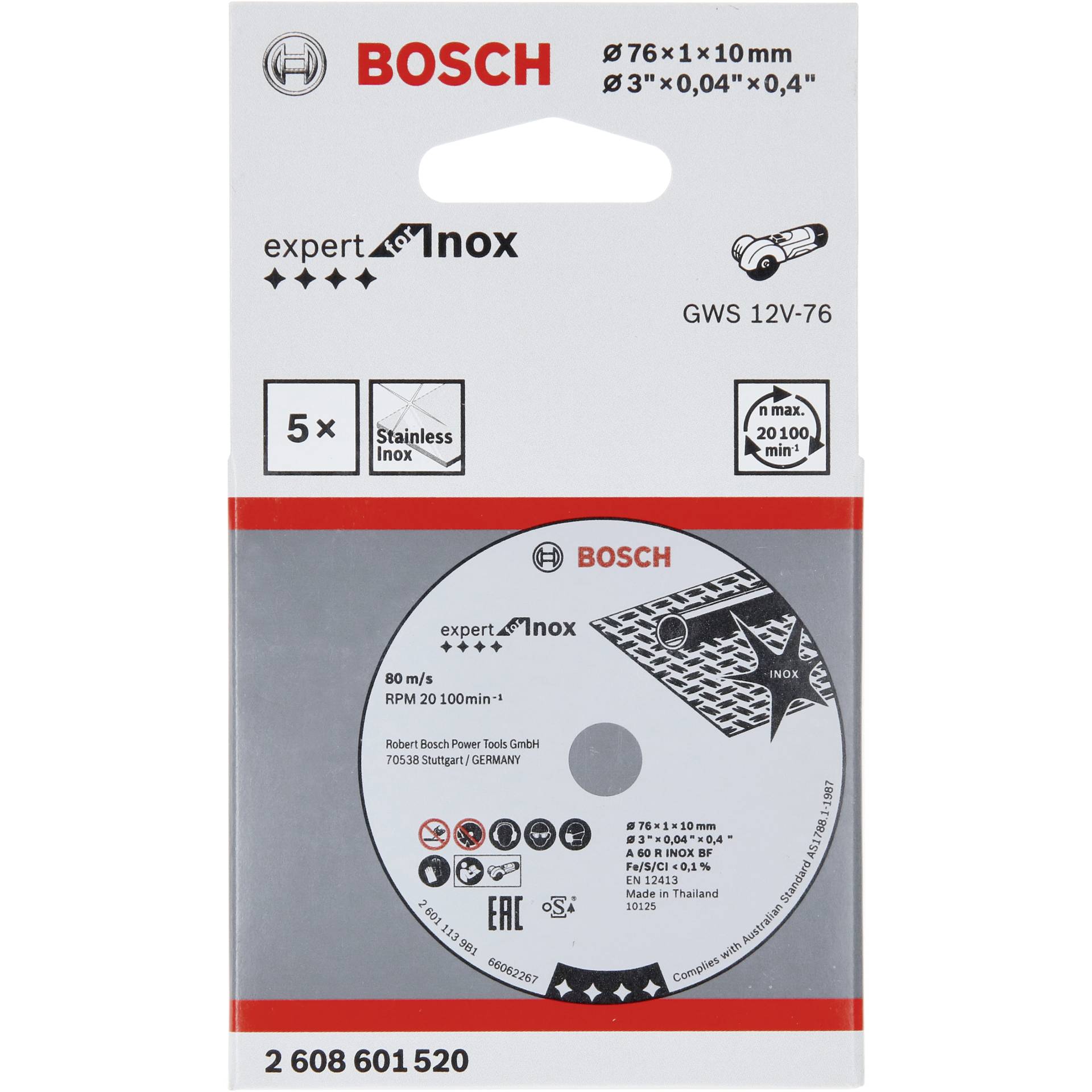 Bosch TS 76x1x10mm Expert per Inox,5 pezzi