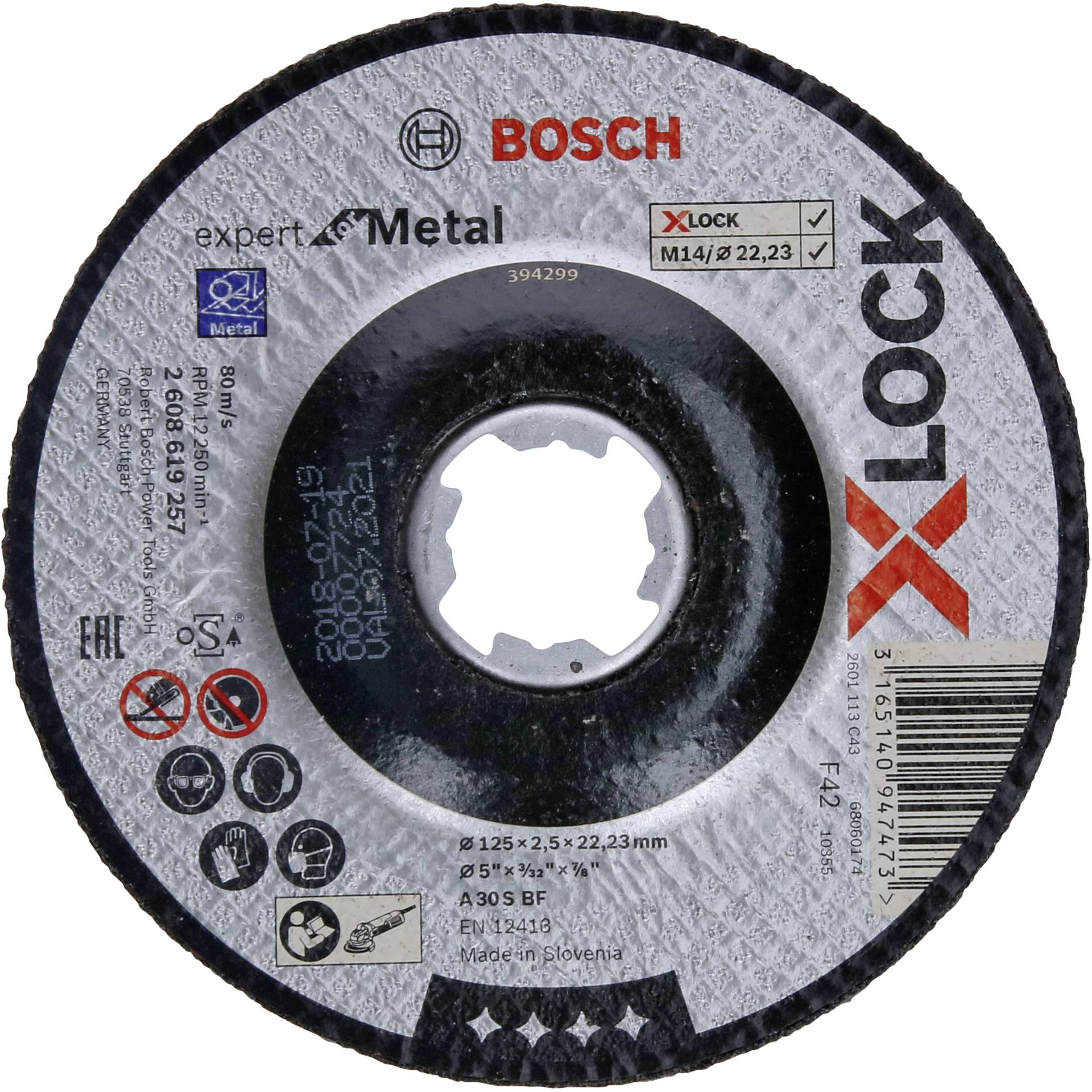 Bosch X-LOCK mola da taglio 125X2,5mm a centro depr. p.met.