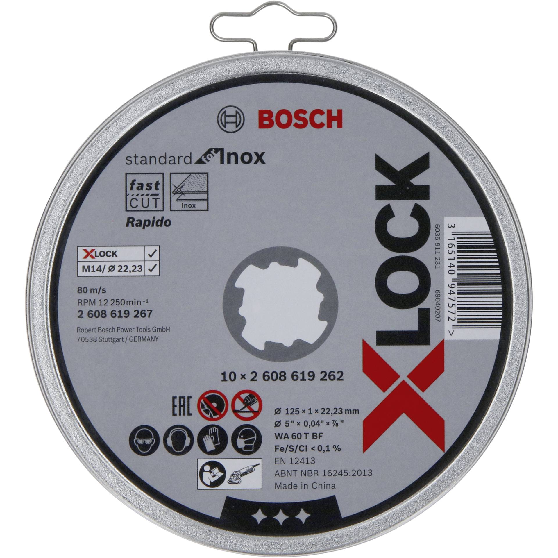 Bosch X-LOCK Cutting Disc Set 10x125x1mm Std Inox