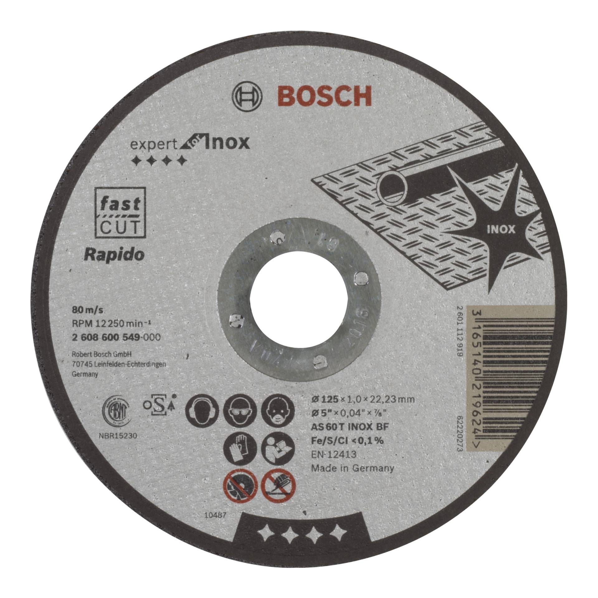 Bosch mola da taglio INOX Rapido dritta 1,0x125mm