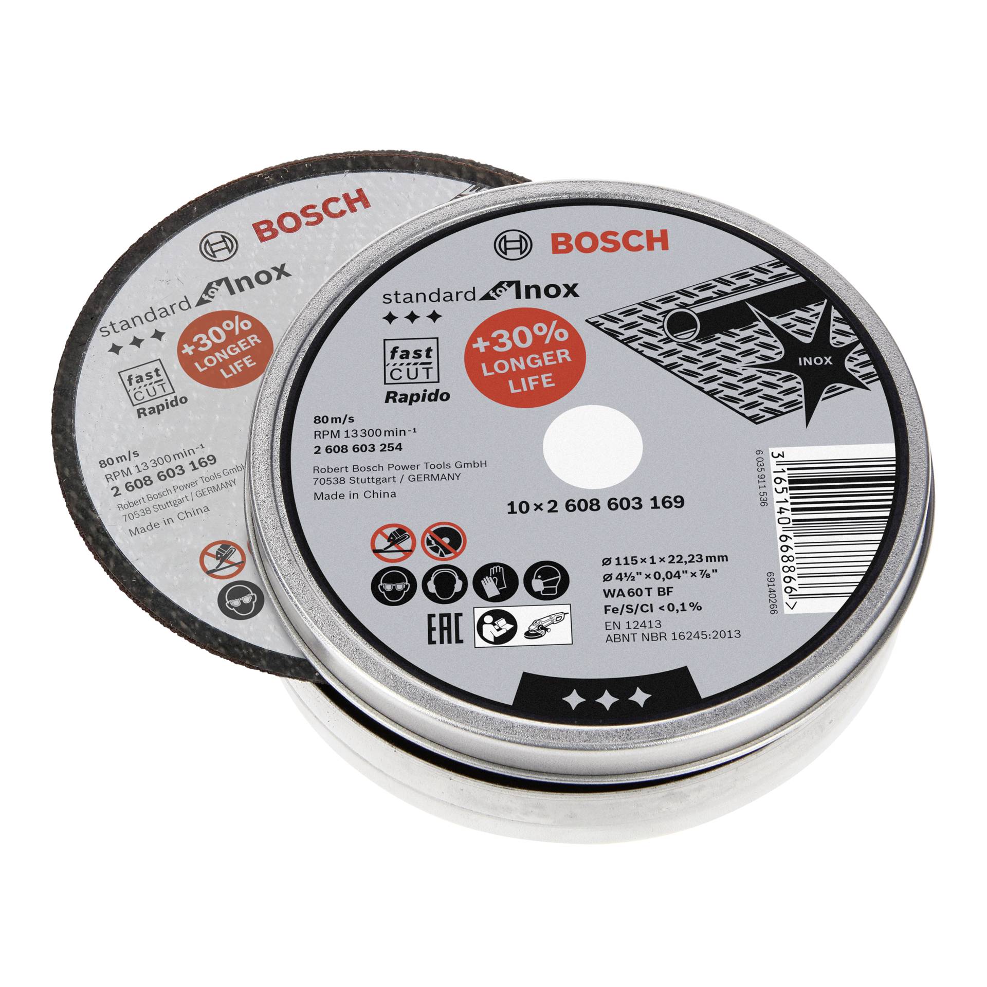 Bosch mola da taglio dritta per Inox Rapido in scat. 10x115,