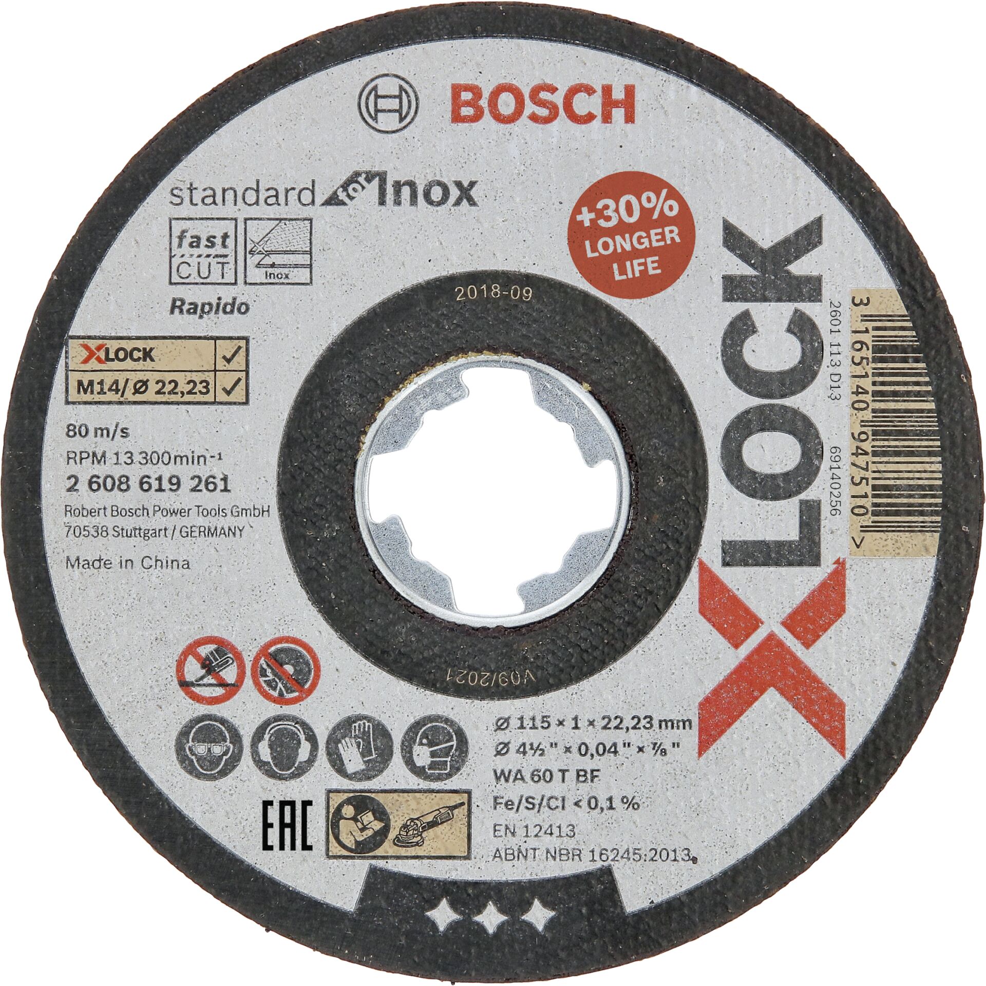 Bosch X-LOCK cutting disk 115x1,0 Std f INOX