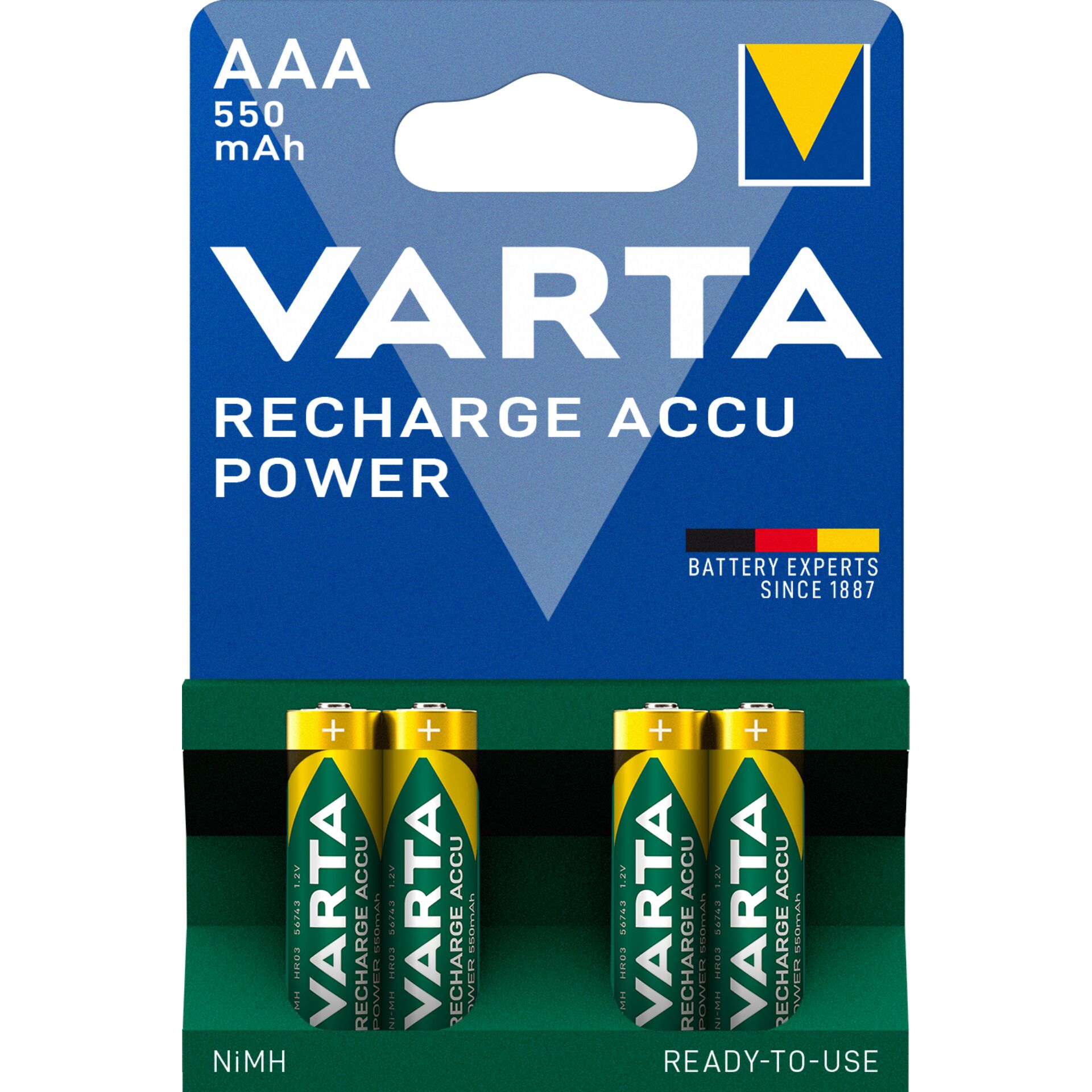 1x4 Varta RECHARGE ACCU Power 550 mAH AAA Micro NiMH