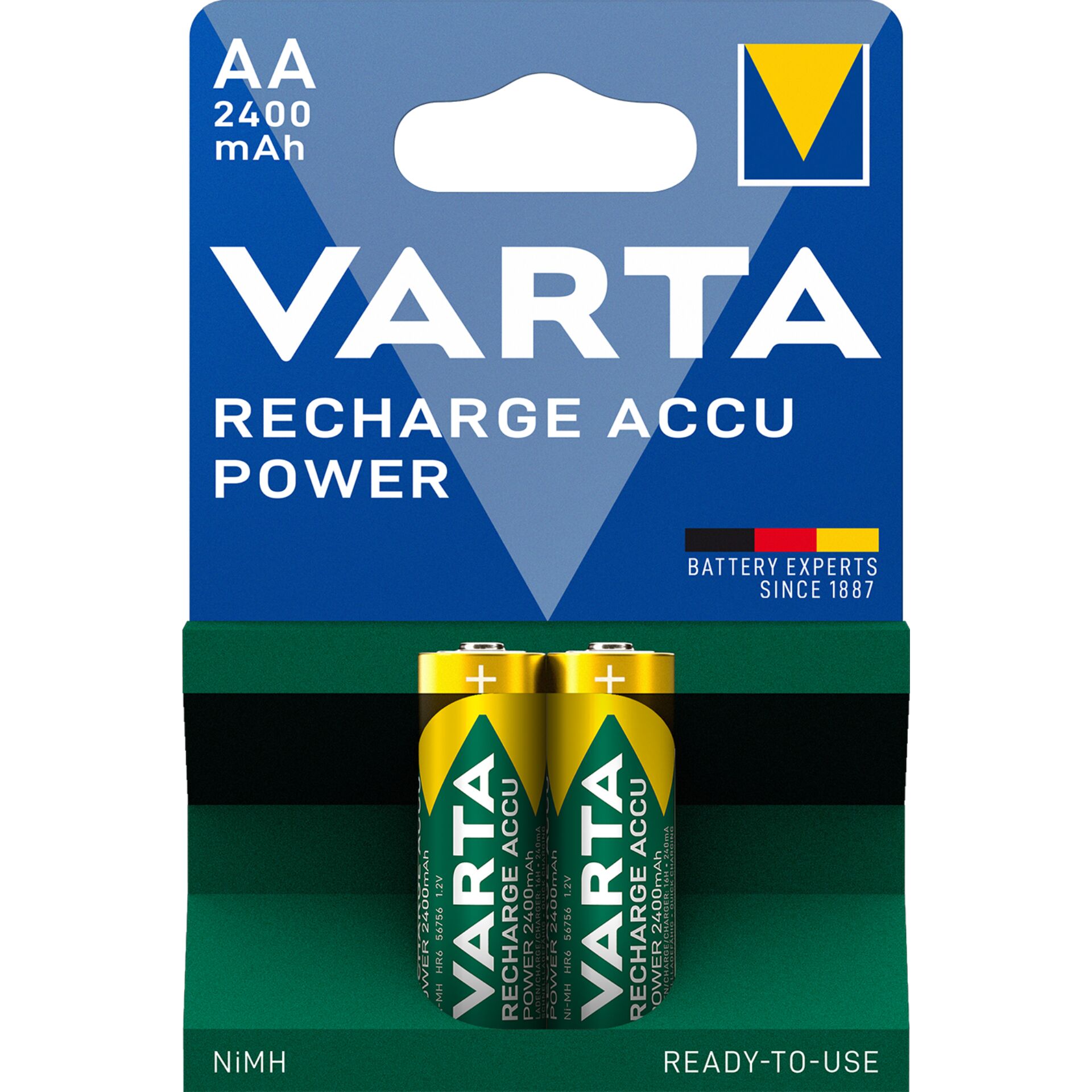 1x2 Varta RECHARGE ACCU Power 2400 mAH AA Mignon NiMH