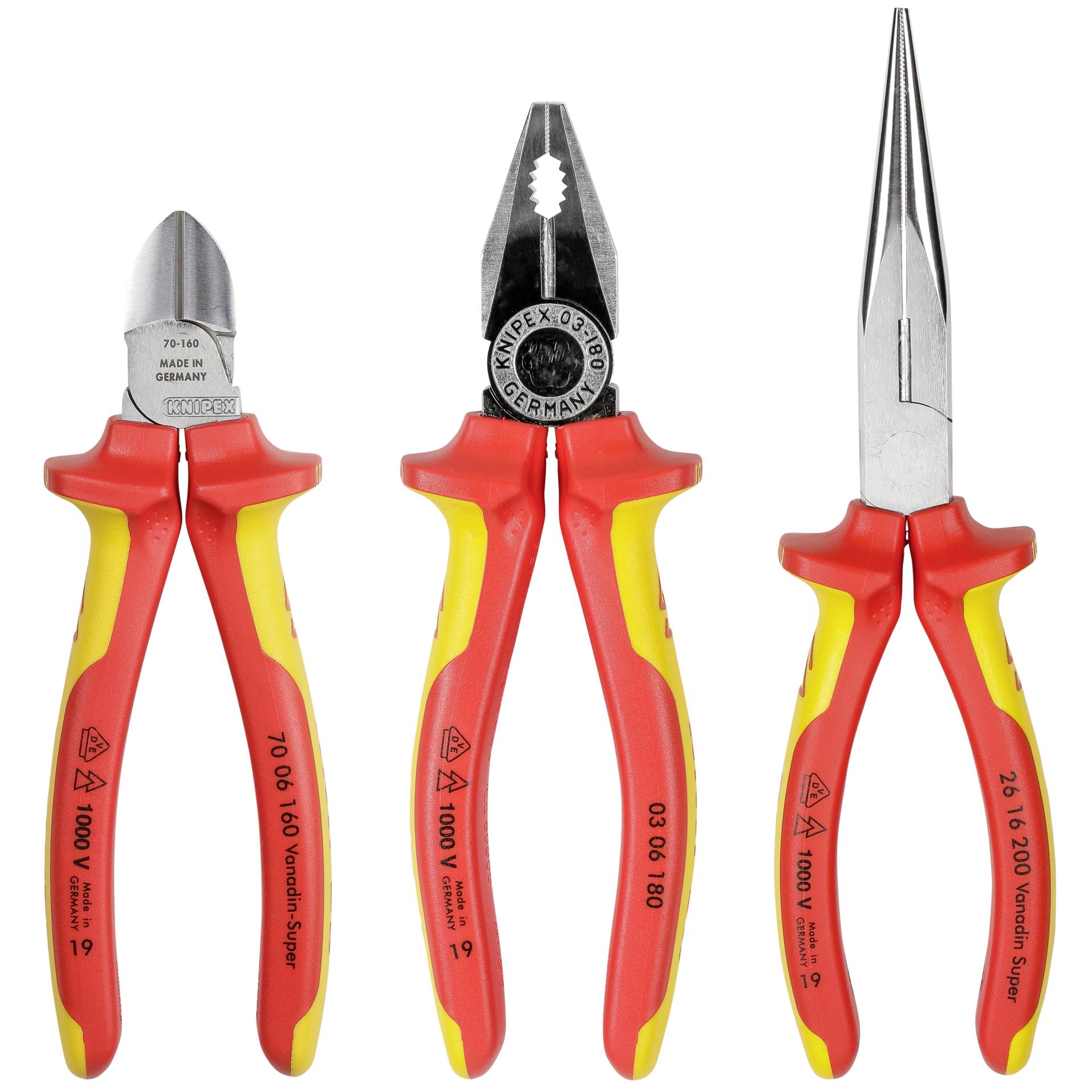 KNIPEX Assortimento sicurezza 3p Combi-,punta piatta+ tagl.l