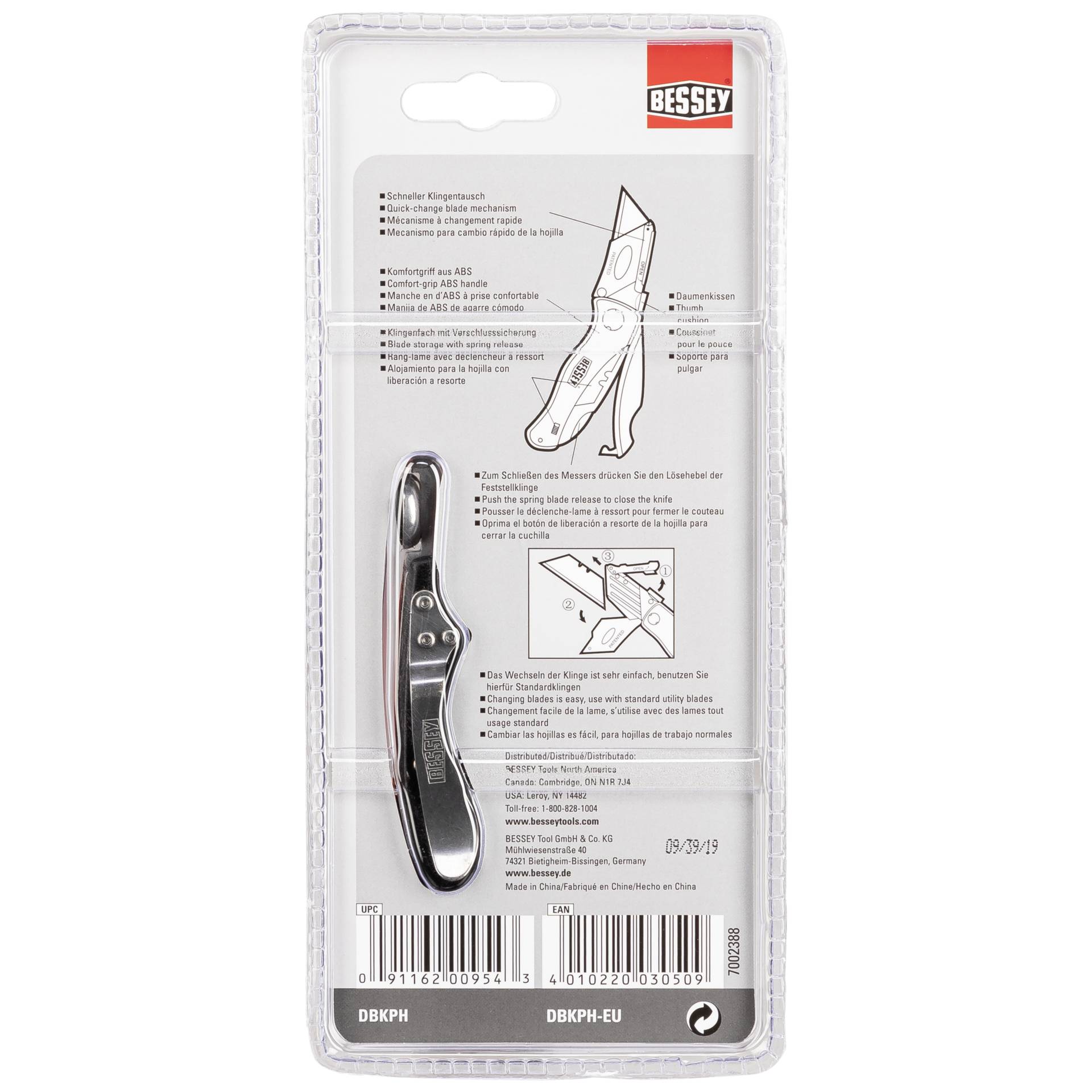 Bessey folding utility knife w. ABS handle      DBKPH-EU