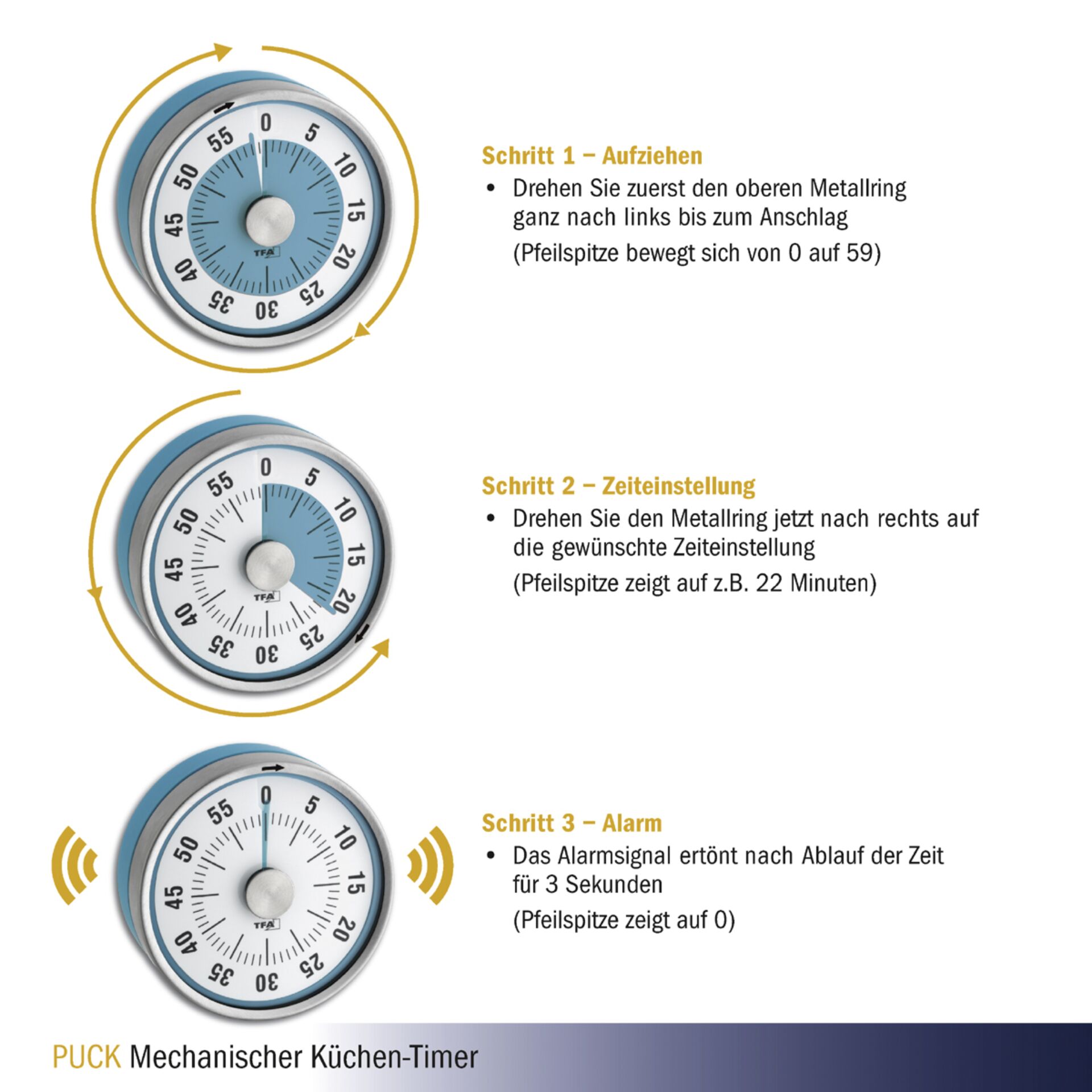 TFA 38.1028.20  Türkis Puck Küchen-Timer