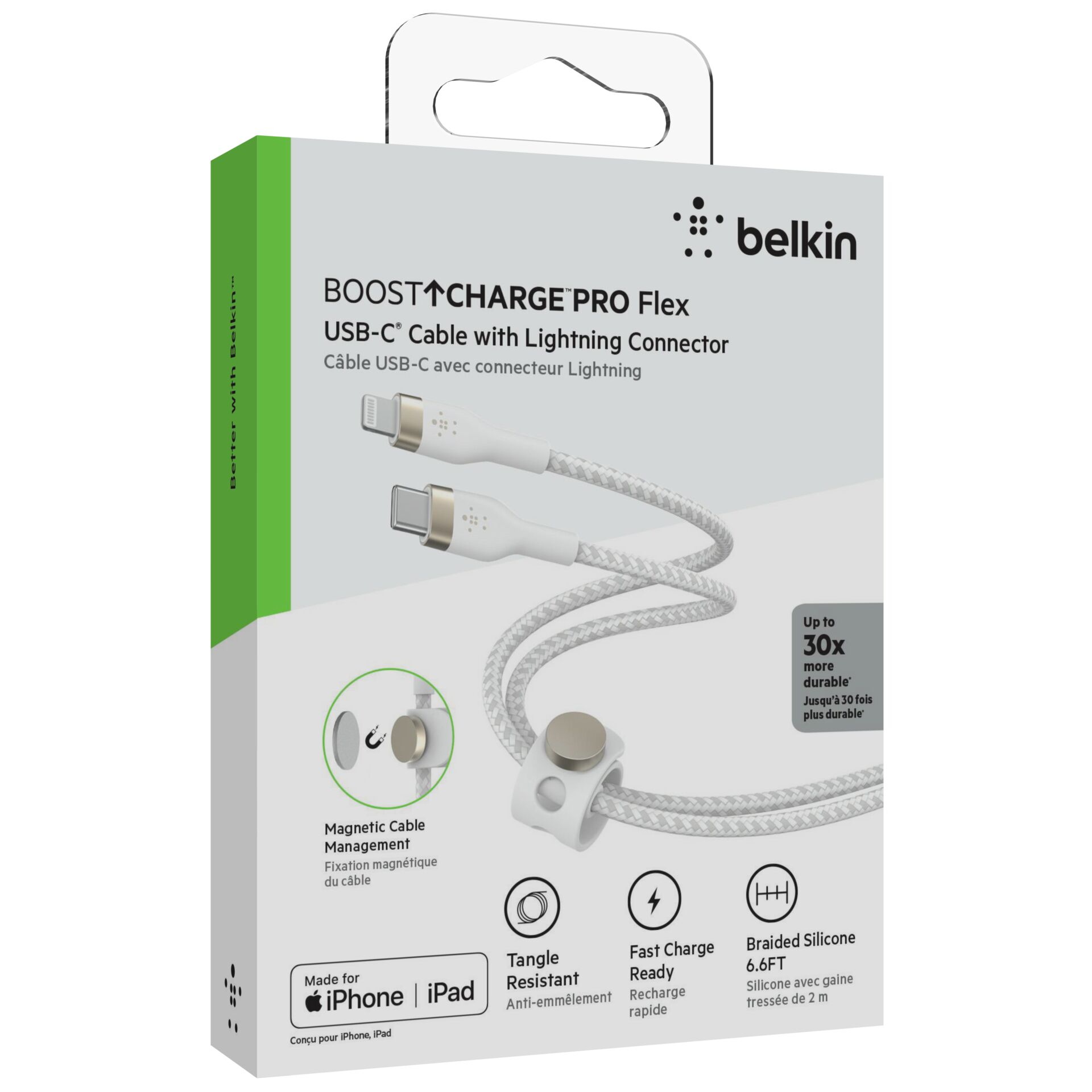 Belkin Flex Lightning/USB-C 15W 2m mfi.zert. weiß   CAA011bt