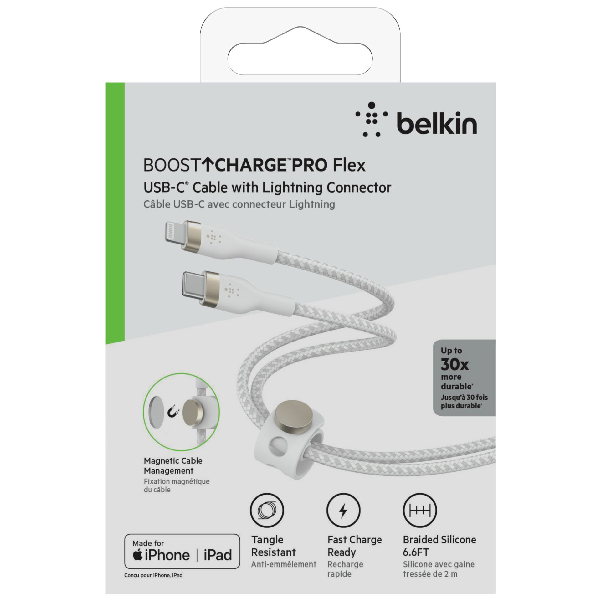 Belkin Flex Lightning/USB-C 15W 2m mfi.zert. weiß   CAA011bt