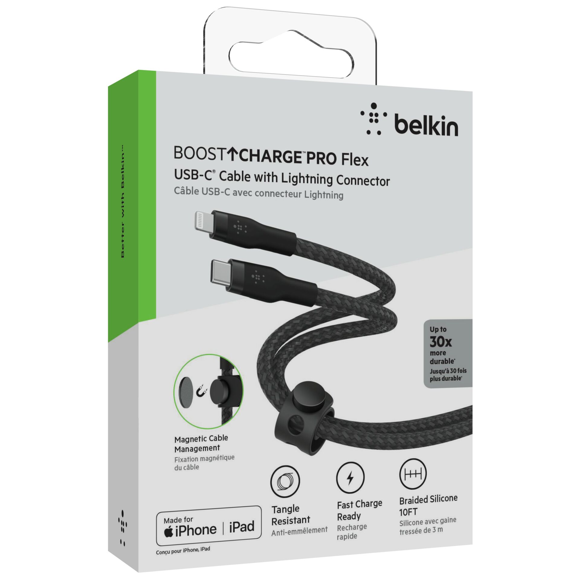 Belkin Flex Lightning/USB-C 15W 3m mfi.zert.schwarz CAA011bt