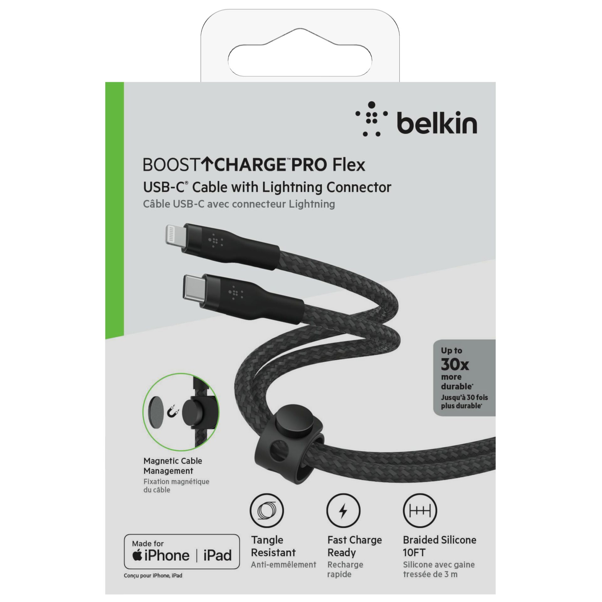 Belkin Flex Lightning/USB-C 15W 3m mfi.zert.schwarz CAA011bt
