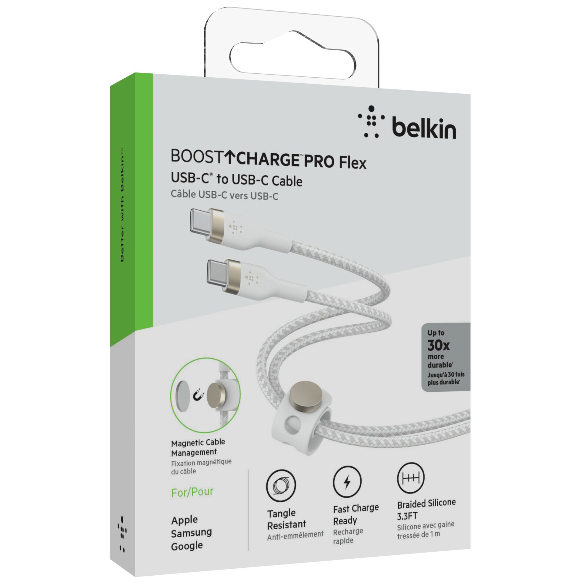 Belkin Flex USB-C/USB-C bis 60W 1m, weiß            CAB011bt