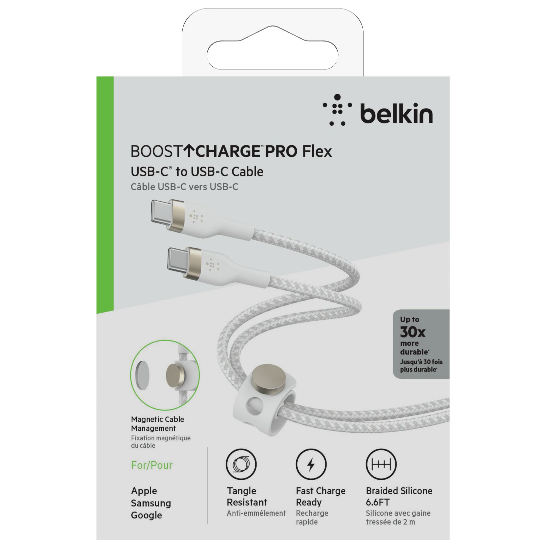 Belkin Flex USB-C/USB-C bis 60W 2m, weiß            CAB011bt
