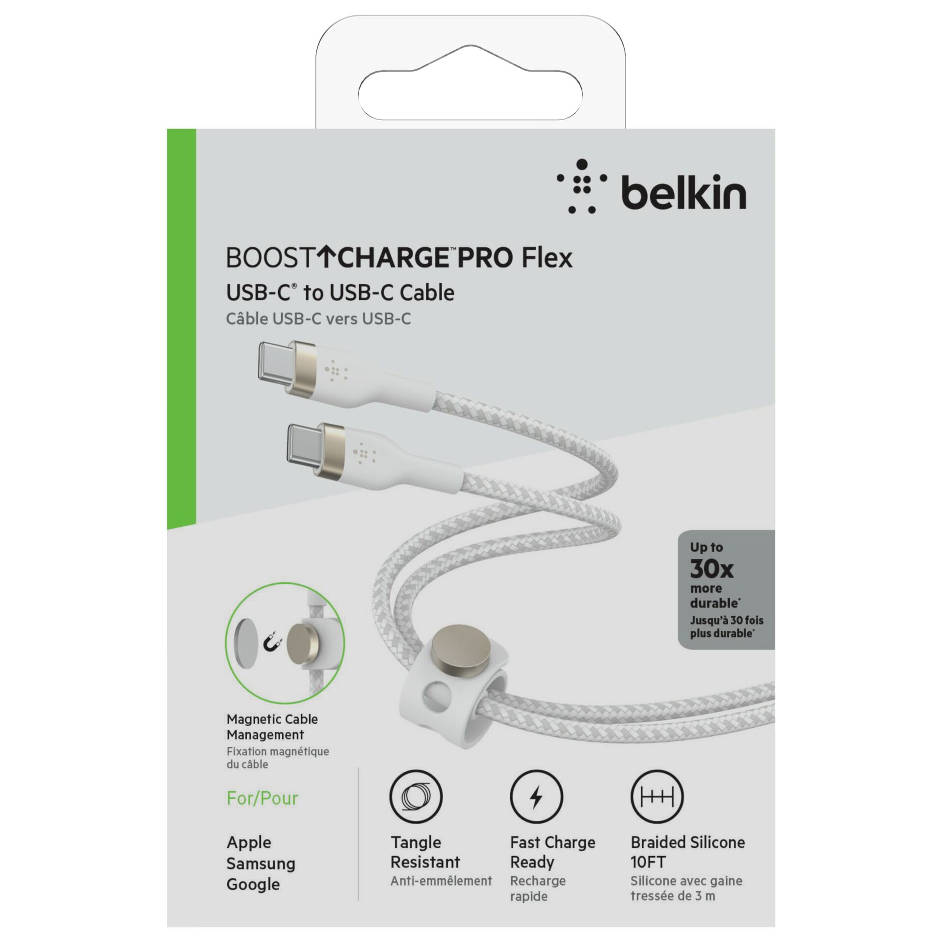 Belkin Flex USB-C/USB-C bis 60W 3m, weiß            CAB011bt
