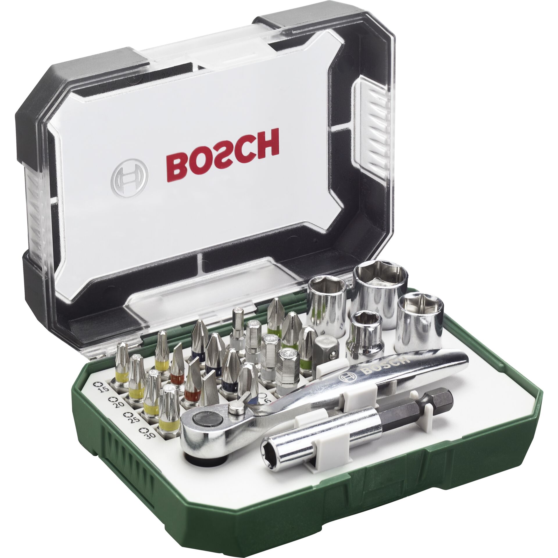 Bosch Prom 26-pcs. Screwdriver Bit Set with Ratchet